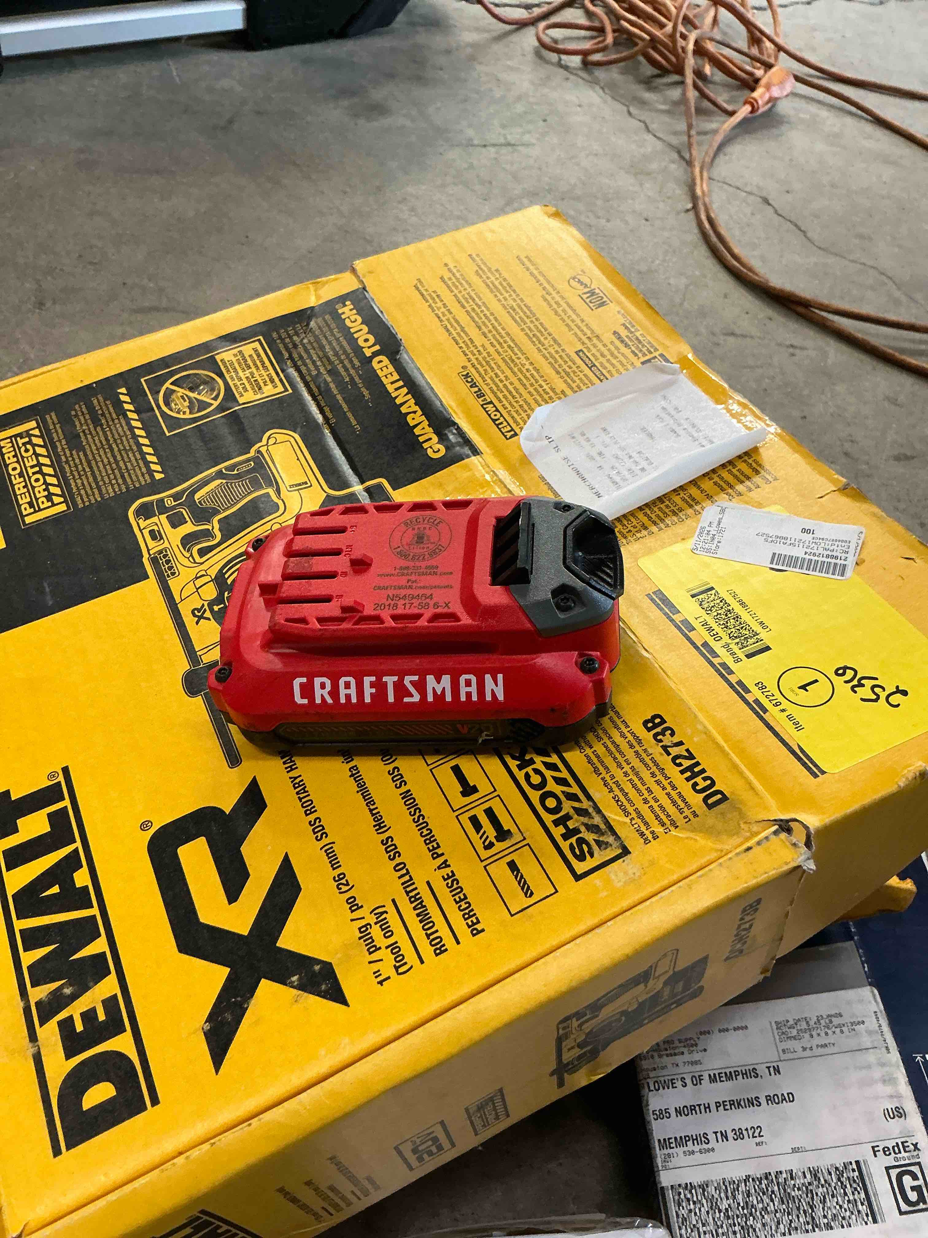 Condition photo showing As Is for craftsman v20 20 -volt 1 -pack battery ( 2 ah lithium-ion )