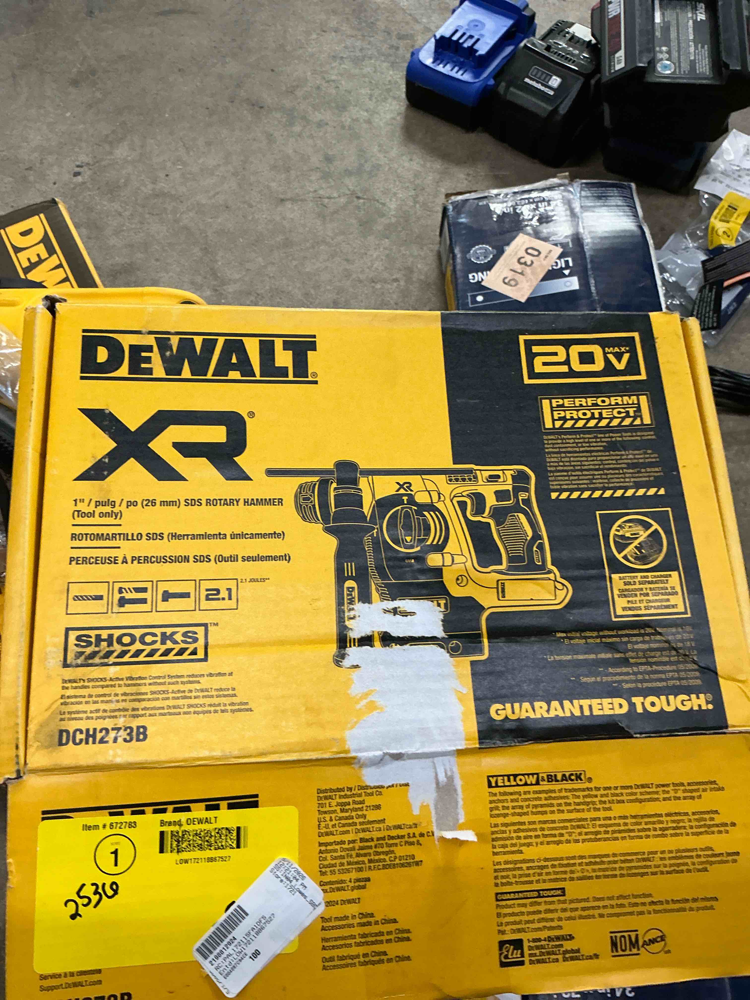 Condition photo showing Good Condition for dewalt 20v max hammer drill, 1" sds plus rotary hammer drill, cordless, 2.1 joules of impact energy, 3 application modes, (bare tool only) (dch273b) (b00ydzi9ba)