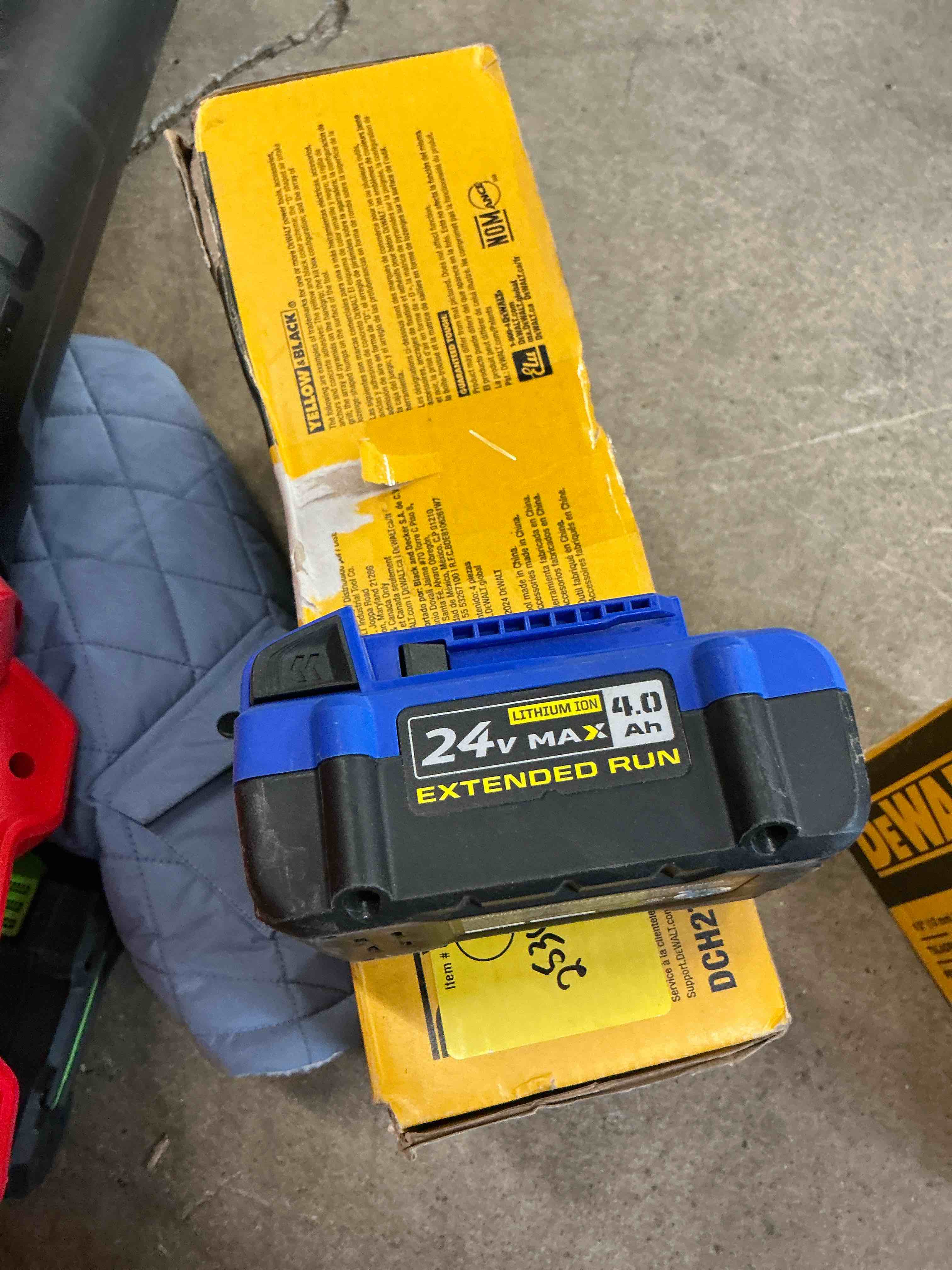 Condition photo showing As Is for kobalt 24 -volt 1 -pack battery ( 4 ah lithium )