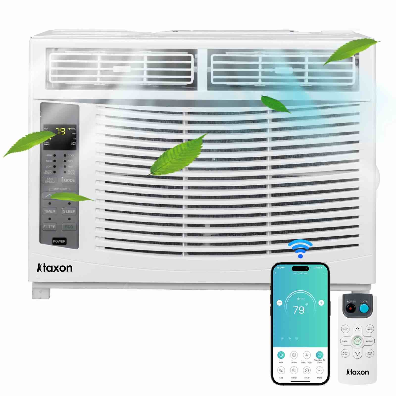 ktaxon wifi wnabled 6000btu window air conditioner with remote, white 6000btu