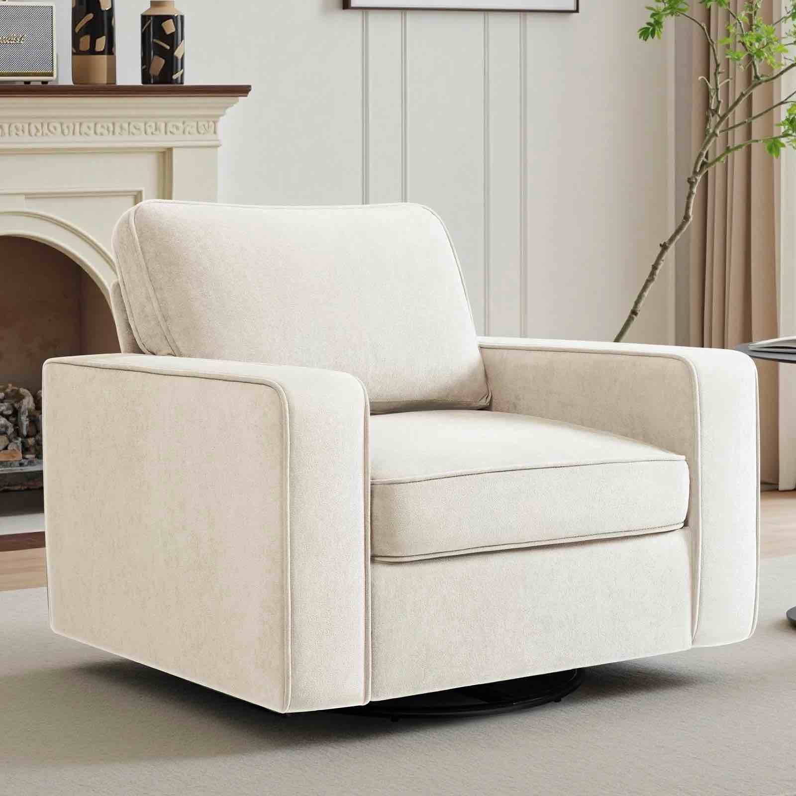 coolhut 360° swivel accent chair set of 1 36.2 wide accent chair armchair comfy upholstered single sofa chair for living room and bedroom white