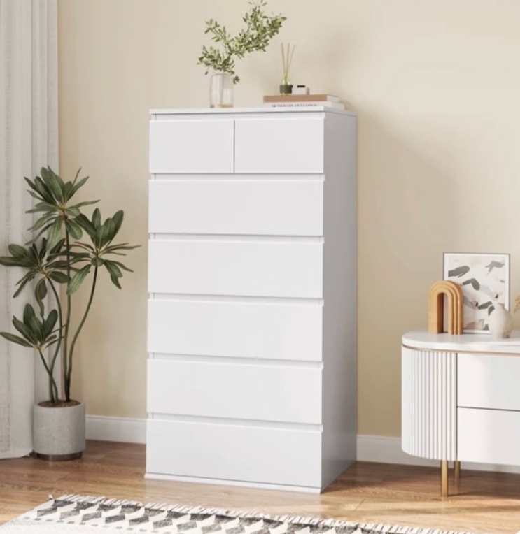 homfa 7 drawer white dresser, tall white dresser & white chest of drawers, bedroom storage cabinet clothes drawers for bedroom living room