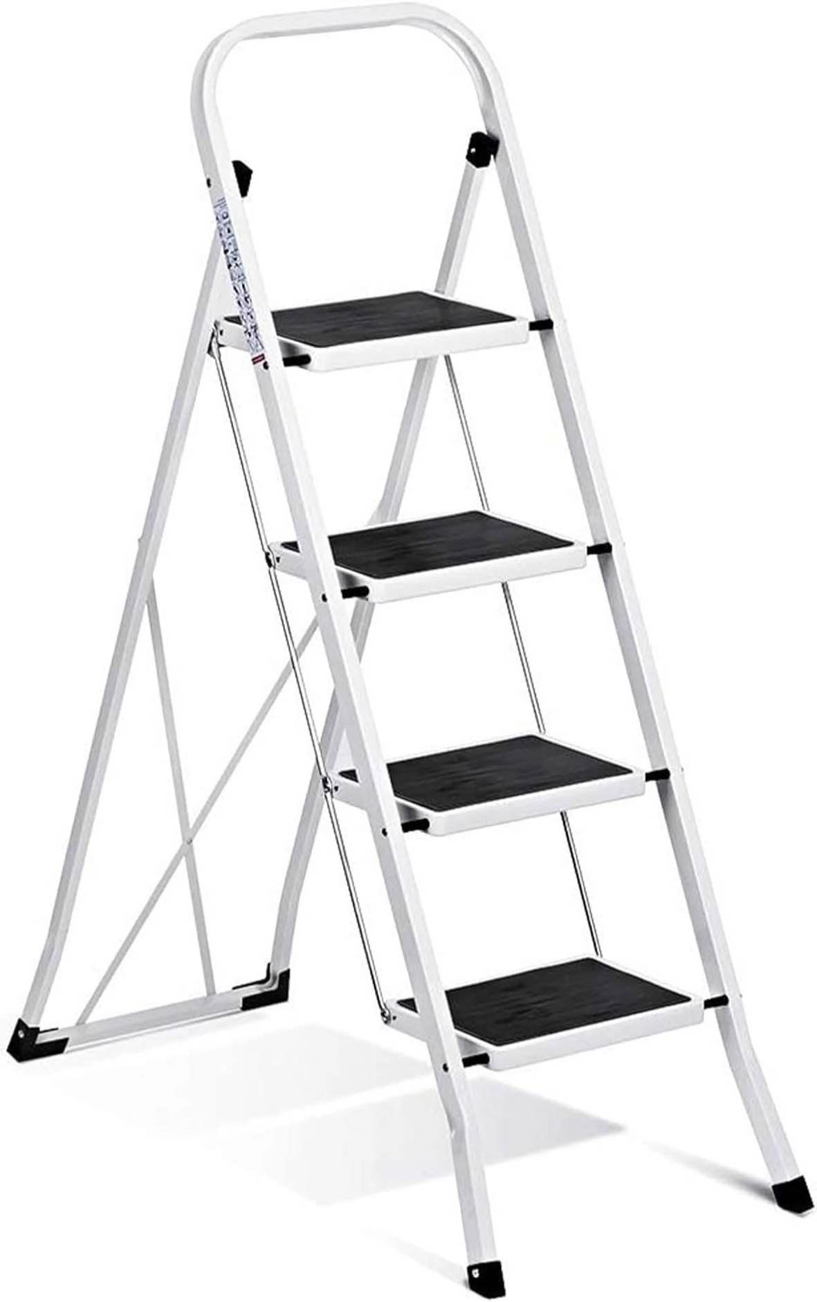 4 step ladder upgo folding step stool with extra wide anti-slip pedal 330lbs lightweight portable sturdy steel ladders with handgrip for household k