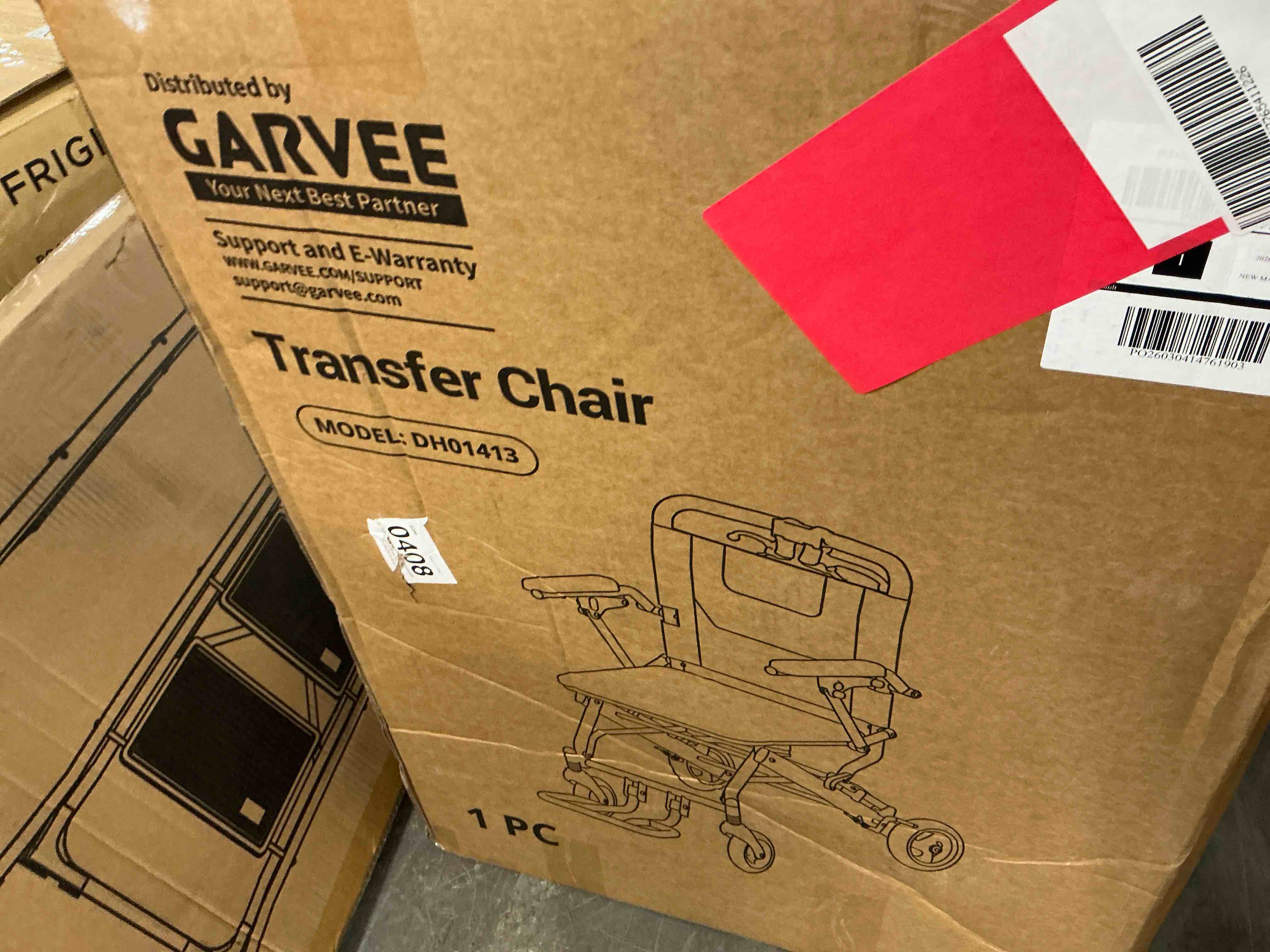 Condition photo showing New/Like New for garvee ultra-lightweight folding transport wheelchair for adults portable aluminum frame with locking handbrakes removable armrests and swing-away footrests 16inch seat 220 lbs