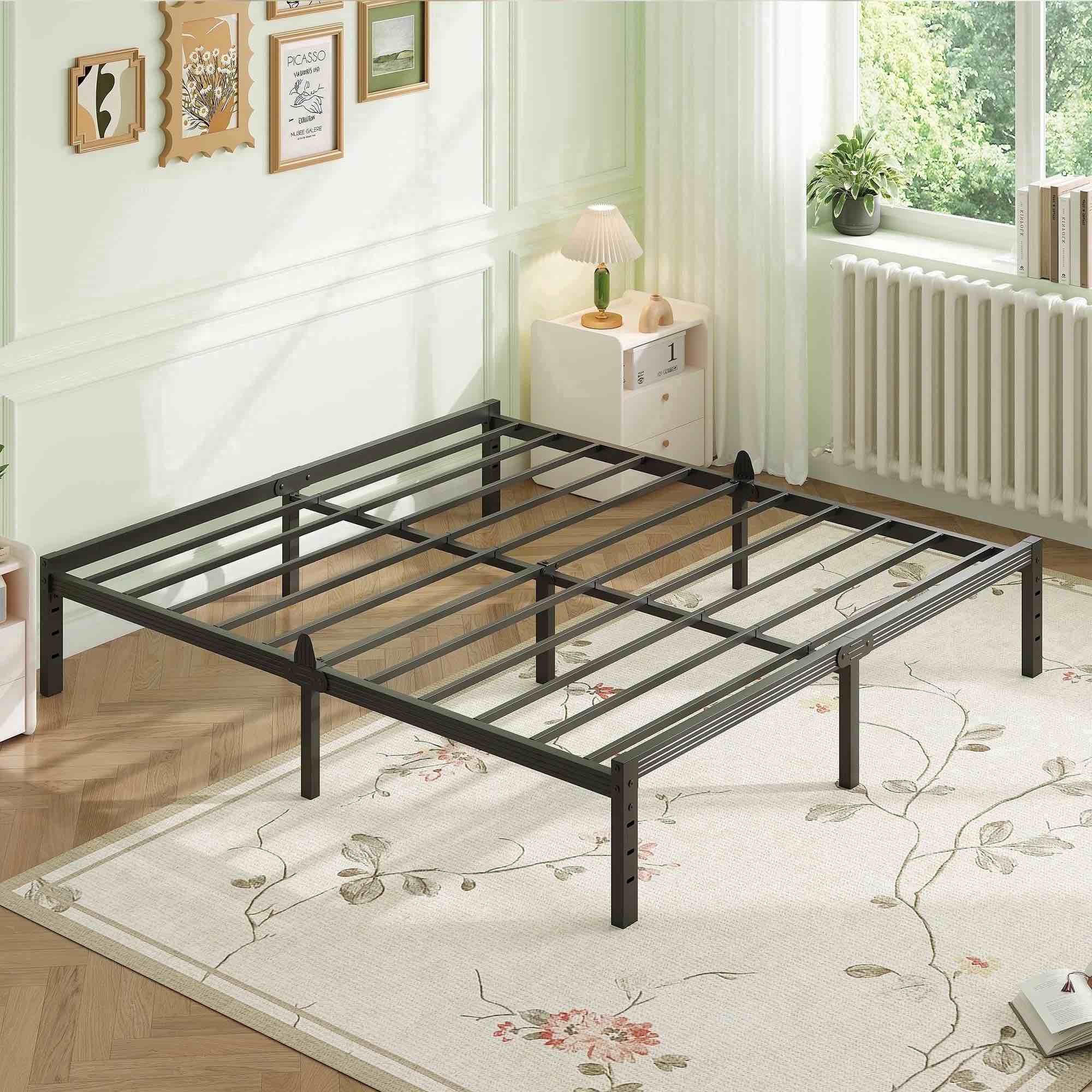 Condition photo showing Good Condition for siblance 12 inch king metal platform bed frame heavy duty no box spring noise free easy assembly black