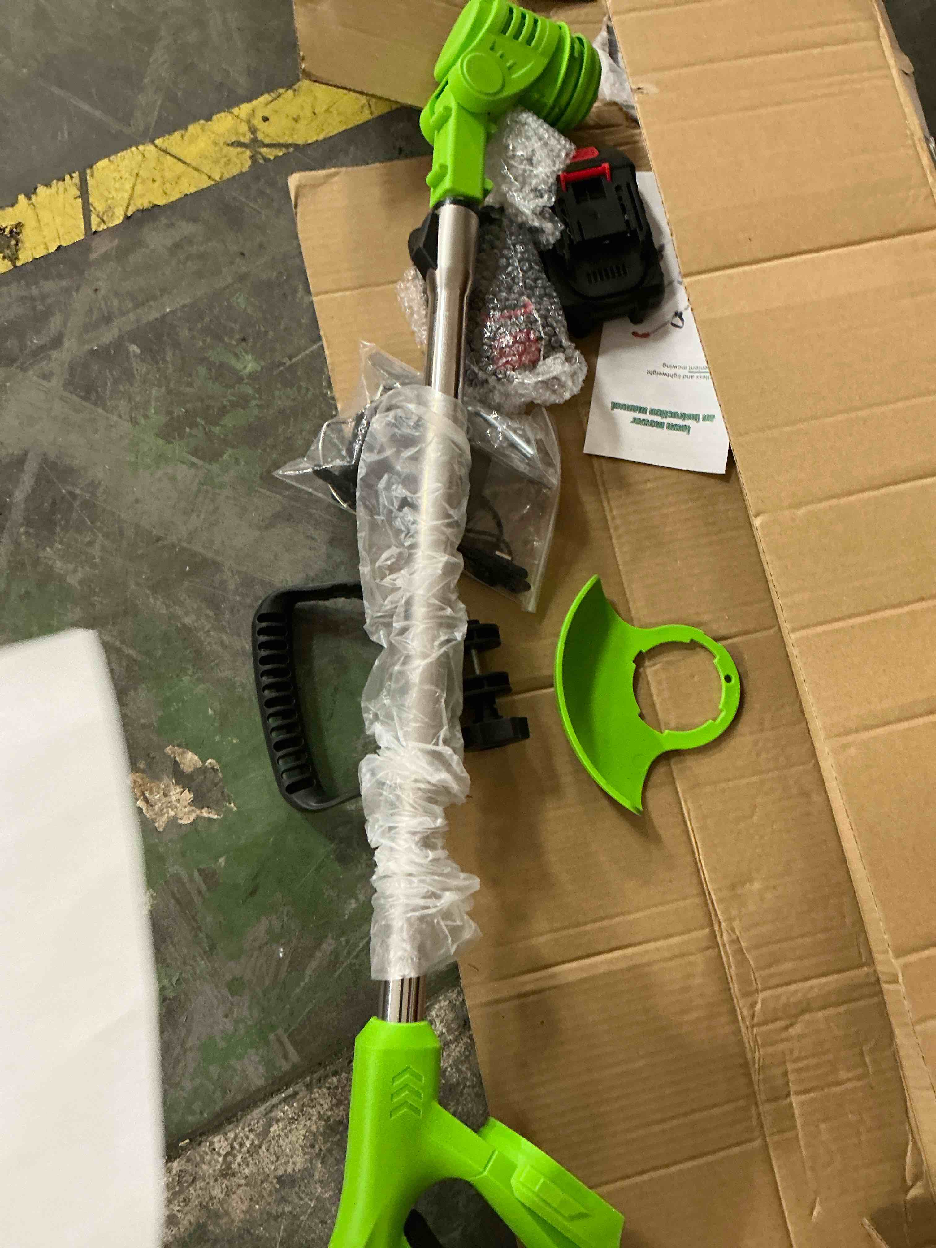 Condition photo showing Good Condition for yahhu 21v cordless 3-in-1 string trimmer, trimmer, edger & mower with multi-blade system for effortless lawn & garden care