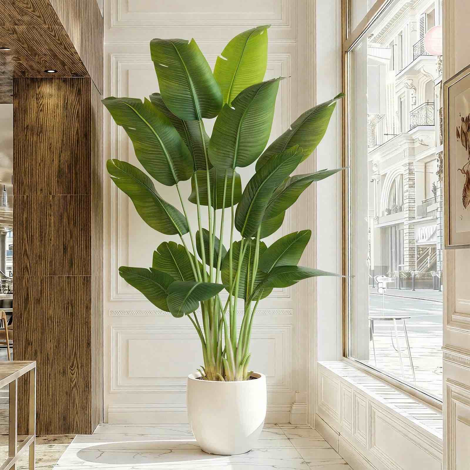 artificial bird of paradise plant 7.5ft tall fake tropical palm tree large fake plants with 18 silk banana leaves faux plant indoor decor trees white