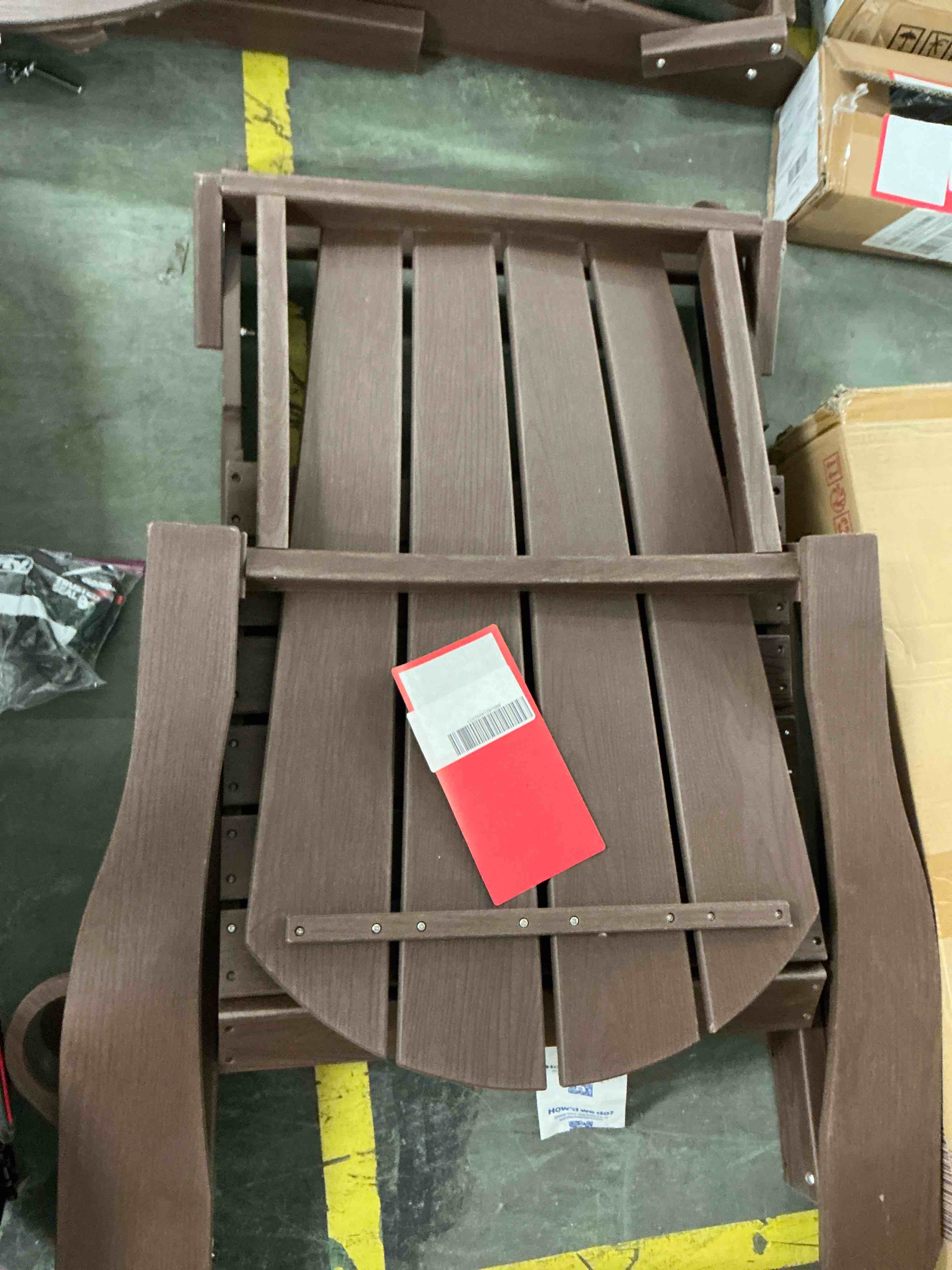 Condition photo showing Good Condition for jonpony folding adirondack chair - hdpe all-weather outdoor chairs, patio chairs outdoor wood like adirondack chair for backyard, camping, pool & fire pit,brown