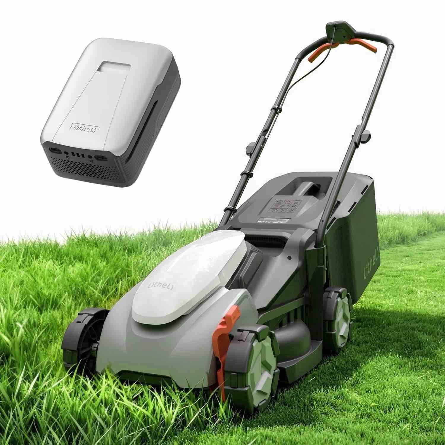 litheli 20v cordless electric lawn mower, 14-inch, brushless motor, 5-position height adjustment, with 5.0ah battery, for lawns & gardens