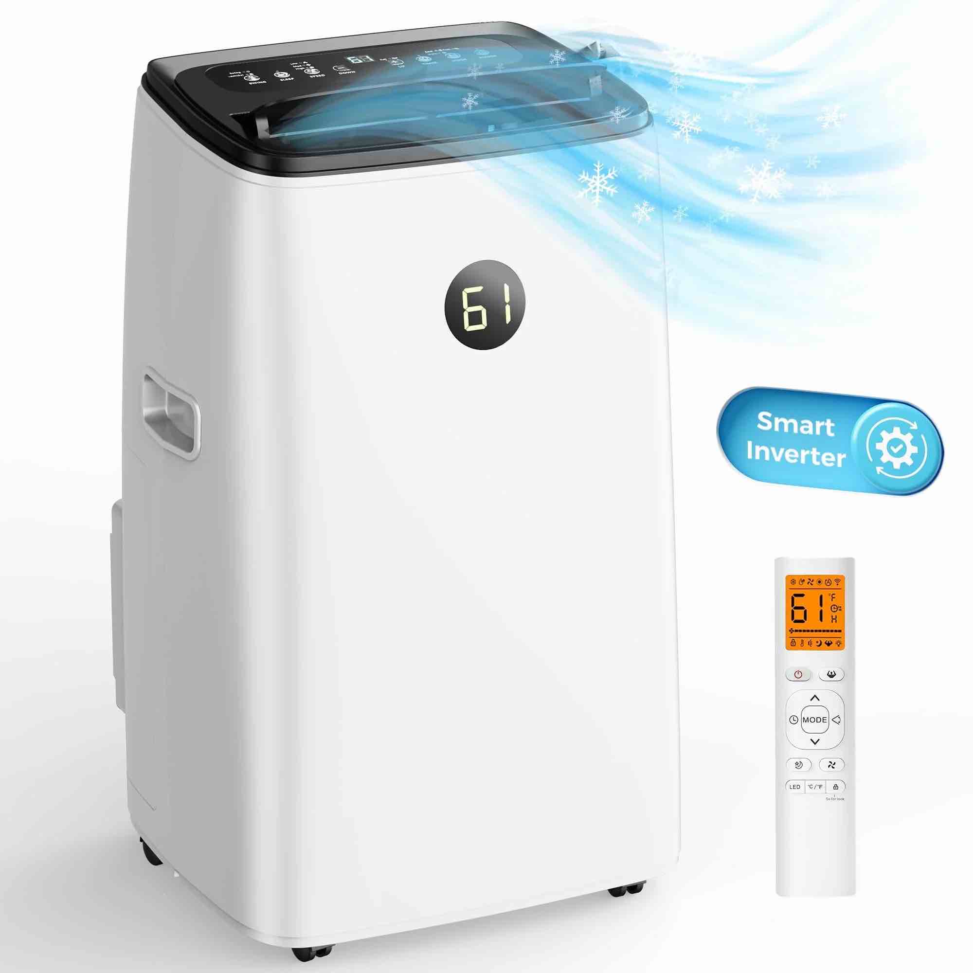 lcxmtv 16 000 btu inverter portable air conditioner dual hose ac unit for large rooms up to 800 sq. ft. 3-in-1 cooler with dehumidifier fan and diy