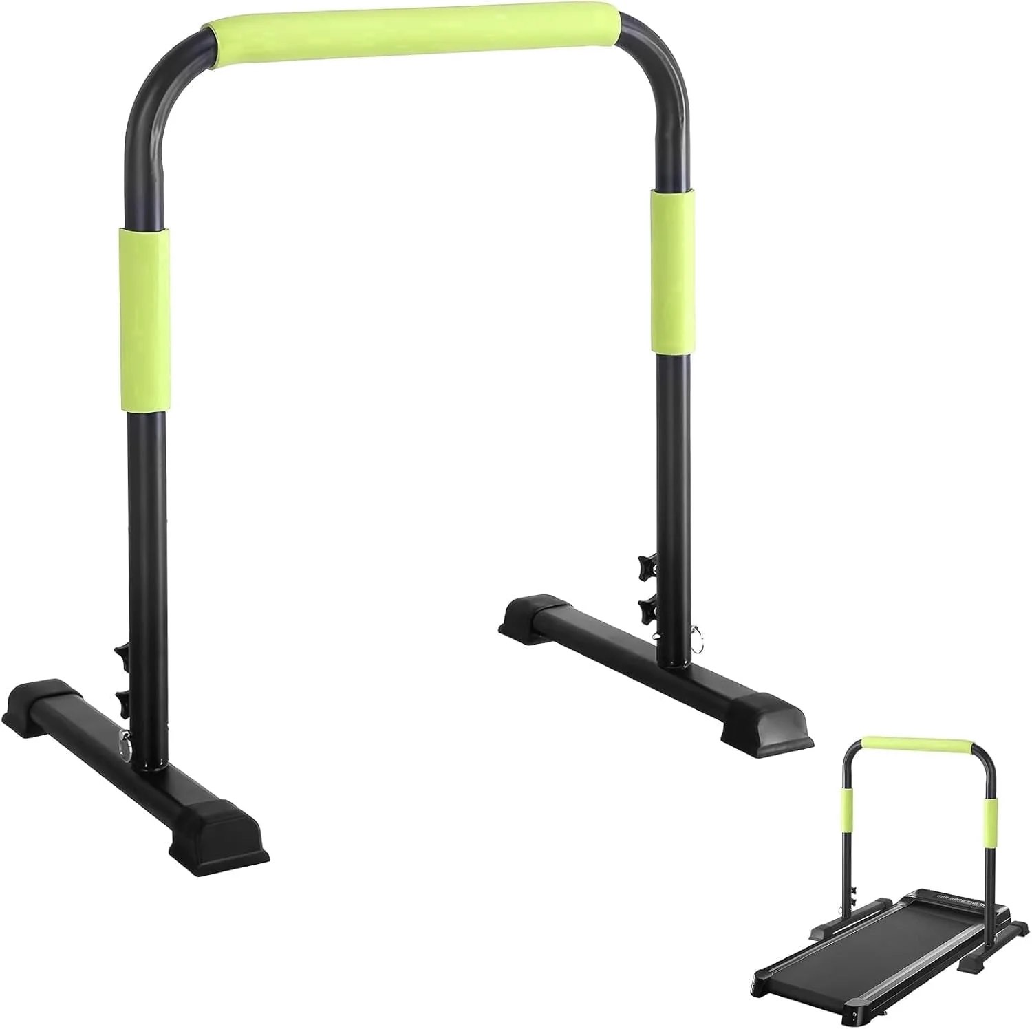 walking pad handle bar only, compatible with 24.4'' wide walking pad, max 43.3'' height parallettes bar, non-slip base