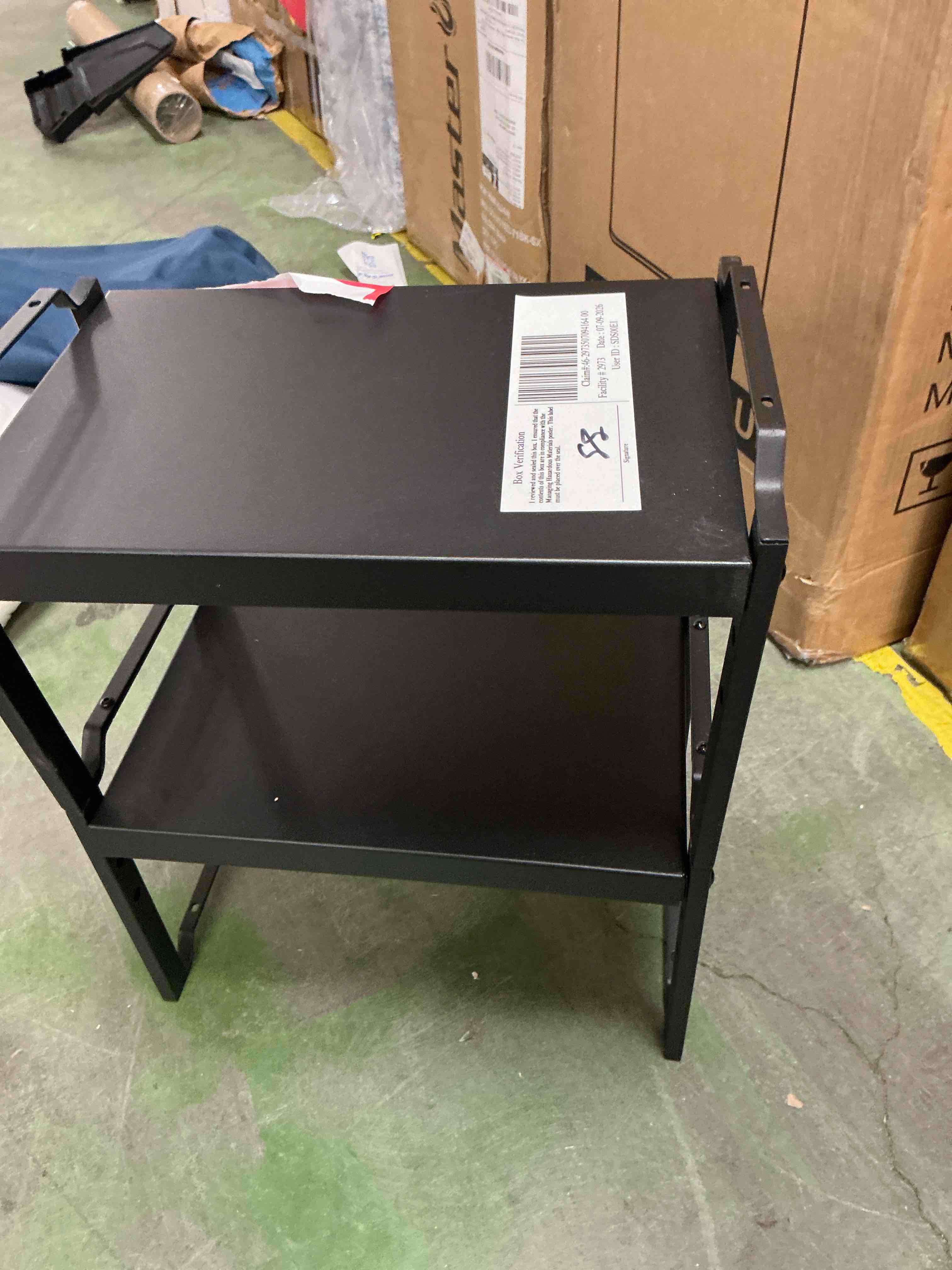 Condition photo showing As Is for 2 pack expandable cabinet organizer shelves, stackable kitchen countertop and pantry storage, adjustable cupboard shelf rack, length 20.5"