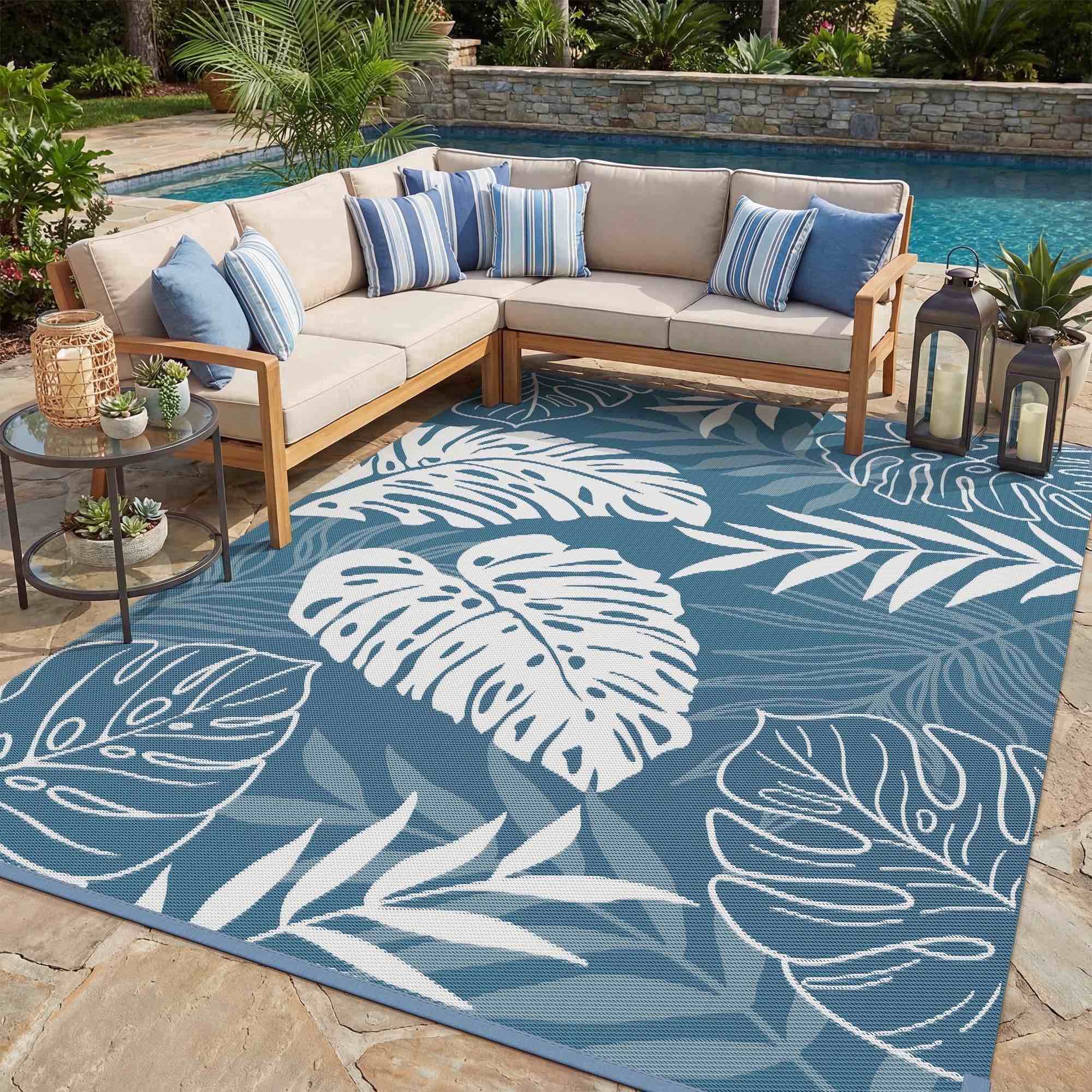 sixhome outdoor rug 5'x8' waterproof reversible patio rug boho geometric indoor outdoor rugs lightweight plastic straw ourdoor carpet for rv camping deck balcony modern porch decor