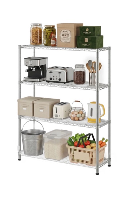 ktaxon 4-tier metal shelving unit adjustable shelf organizer for garage kitchen storage rack capacity for 1100 lbs 36 w x 14 d x 55 h silver gray