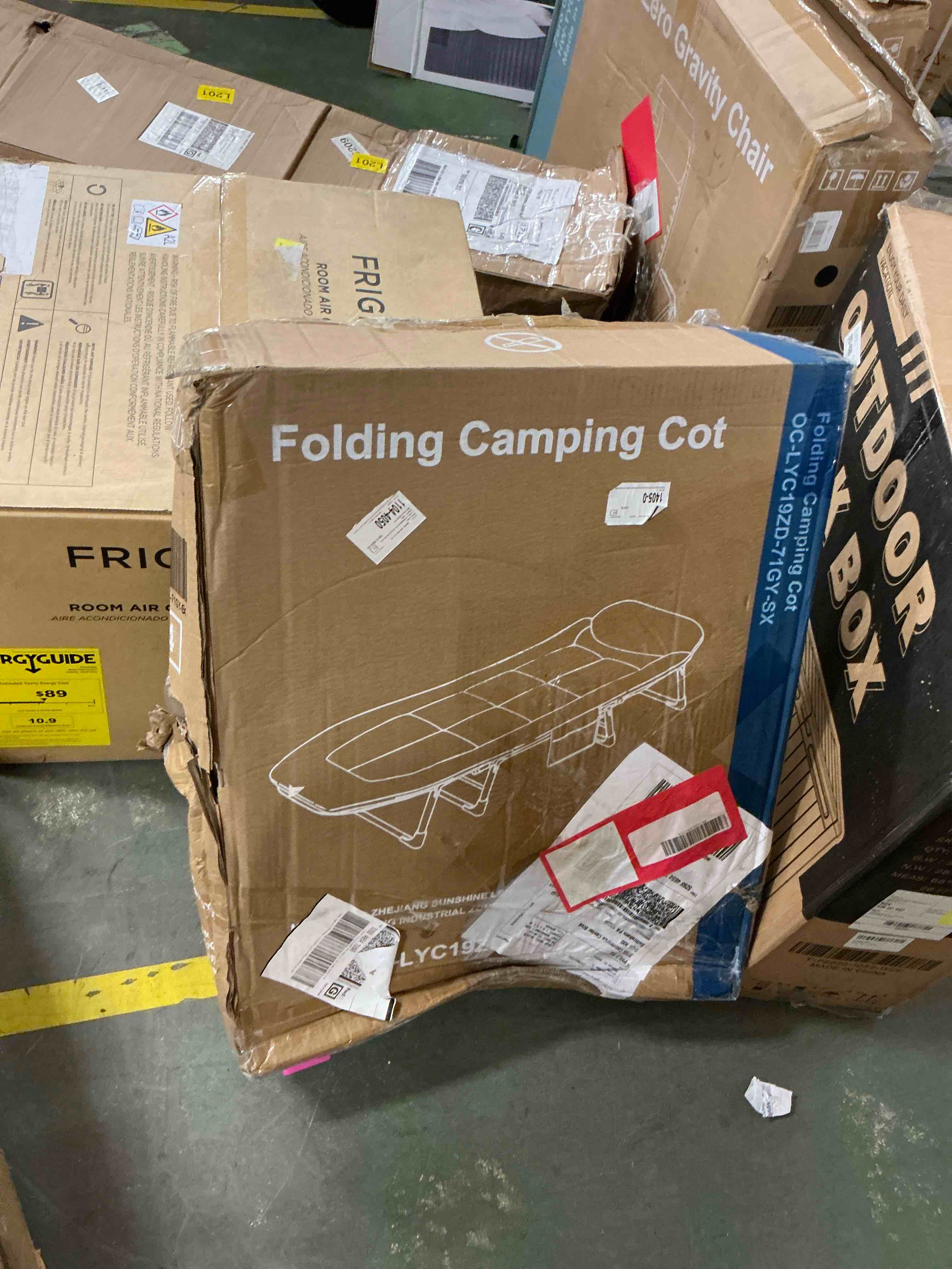 Condition photo showing Good Condition for jioabl folding camping cot for adults with headrest & mattress, 71 inch portable sleeping bed for camping, travel, gray
