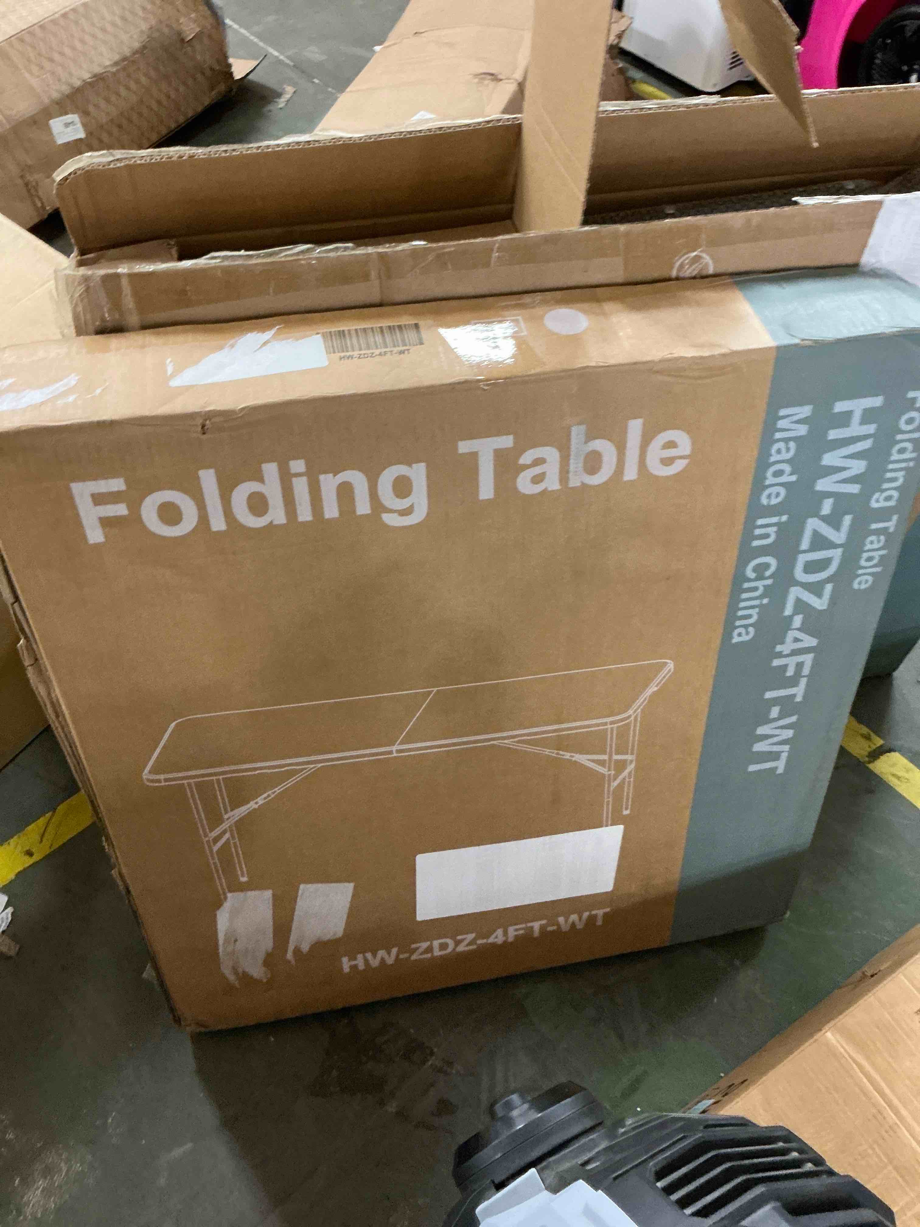 Condition photo showing Good Condition for edx 4ft folding table, outdoor indoor heavy duty portable with carrying handle for camping, white,23.62"w x 48.03"d x 29.13"h