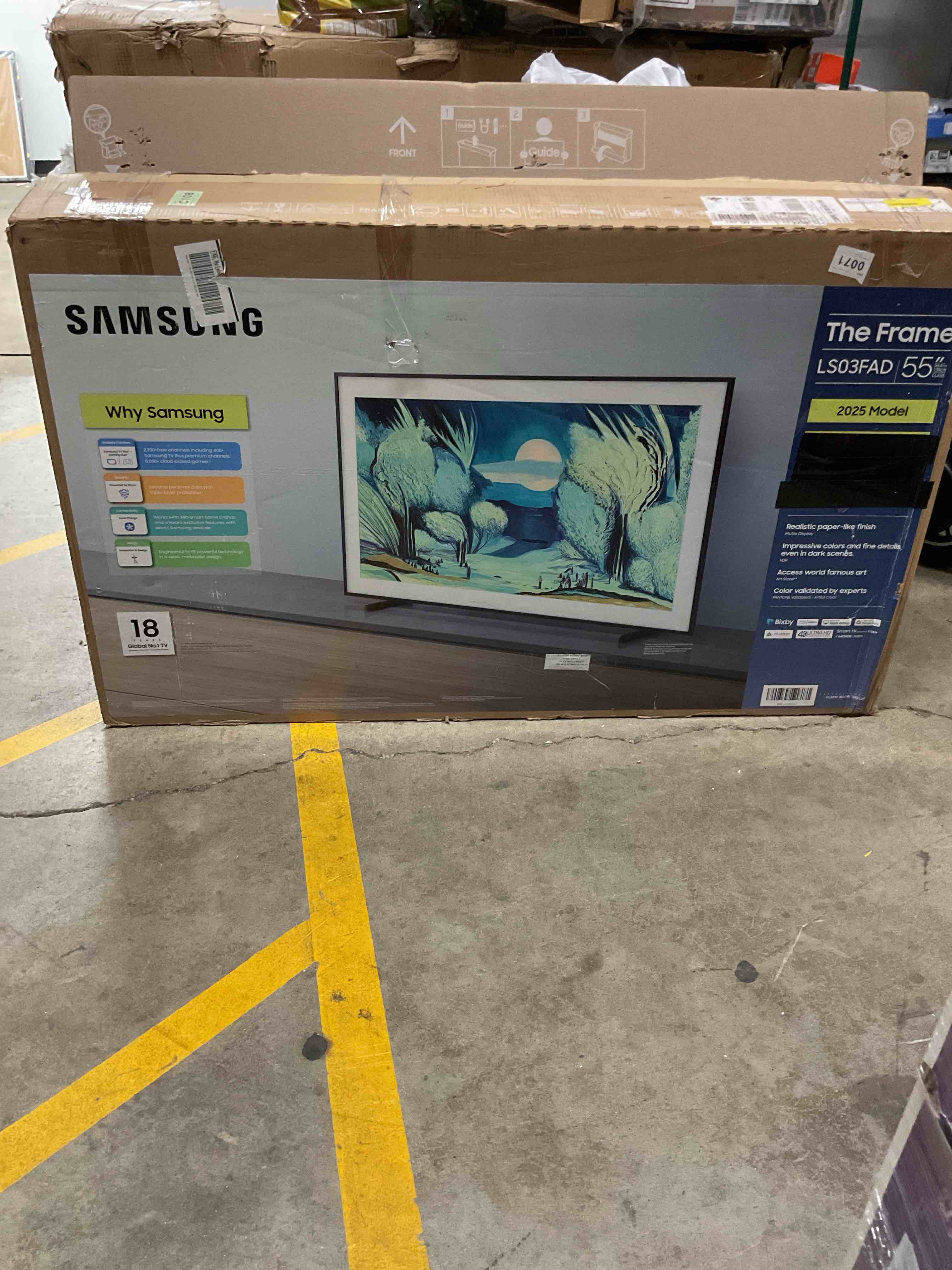 Condition photo showing As Is for samsung 55-inch class the frame ls03f 4k qled smart tv (2025 model) slim fit wall mount, modern frame design, nq4 ai gen2 processor, art mode, artful picture quality, samsung vision ai, alexa built-in