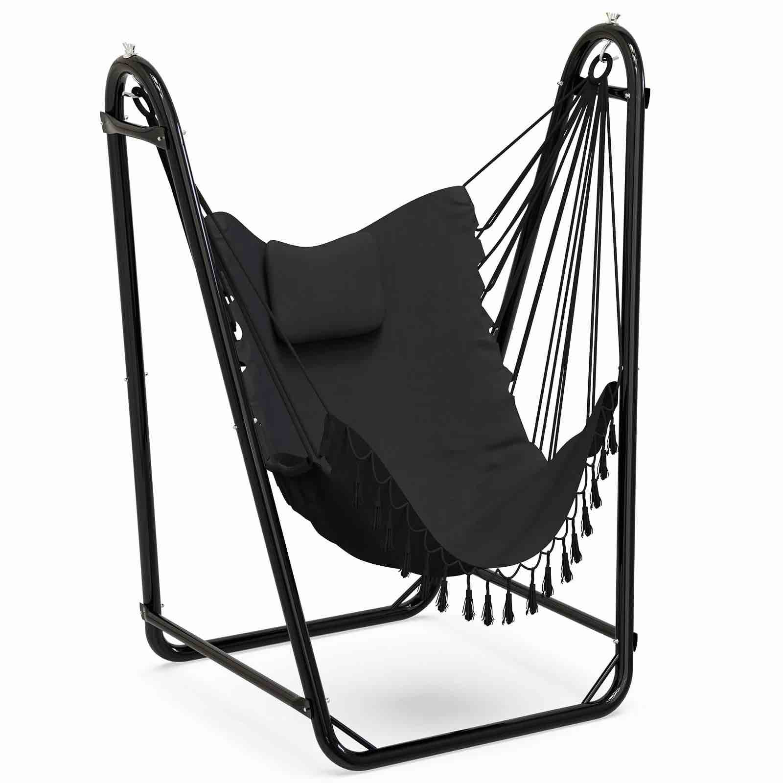 g taleco gear hammock chair with stand, heavy-duty hanging chair with stand, sturdy swing chair stand 350lbs, hammock chair included, for indoor outdoor, gray