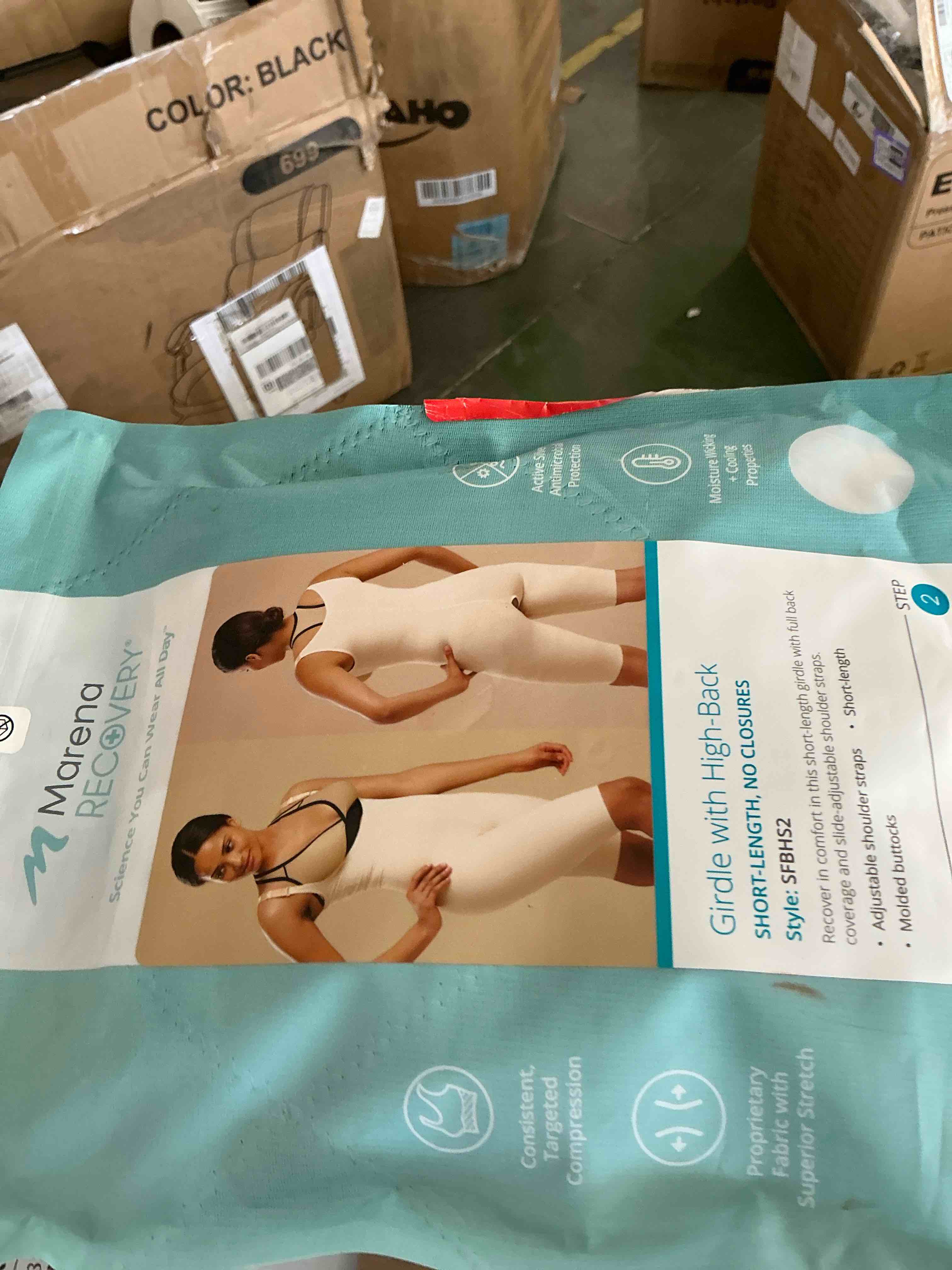 Condition photo showing New/Like New for girdle with high back - mid thigh length - style no. sfbht