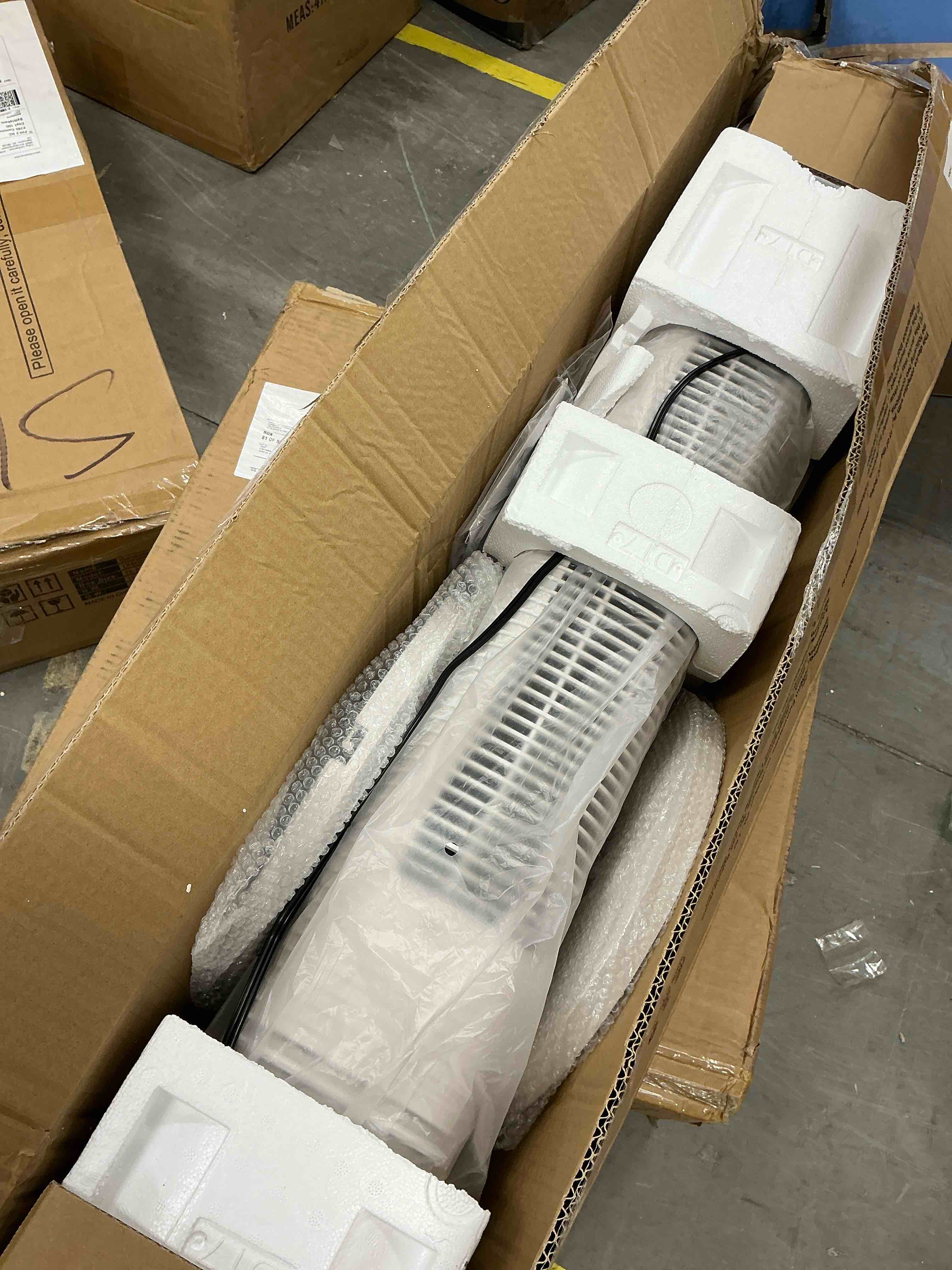 Condition photo showing Good Condition for tower fan 40 electric fan for bedroom 90° oscillating stand fan with remote 4 speeds 26ft/s 12h timer 28db bladeless cooling fans for home