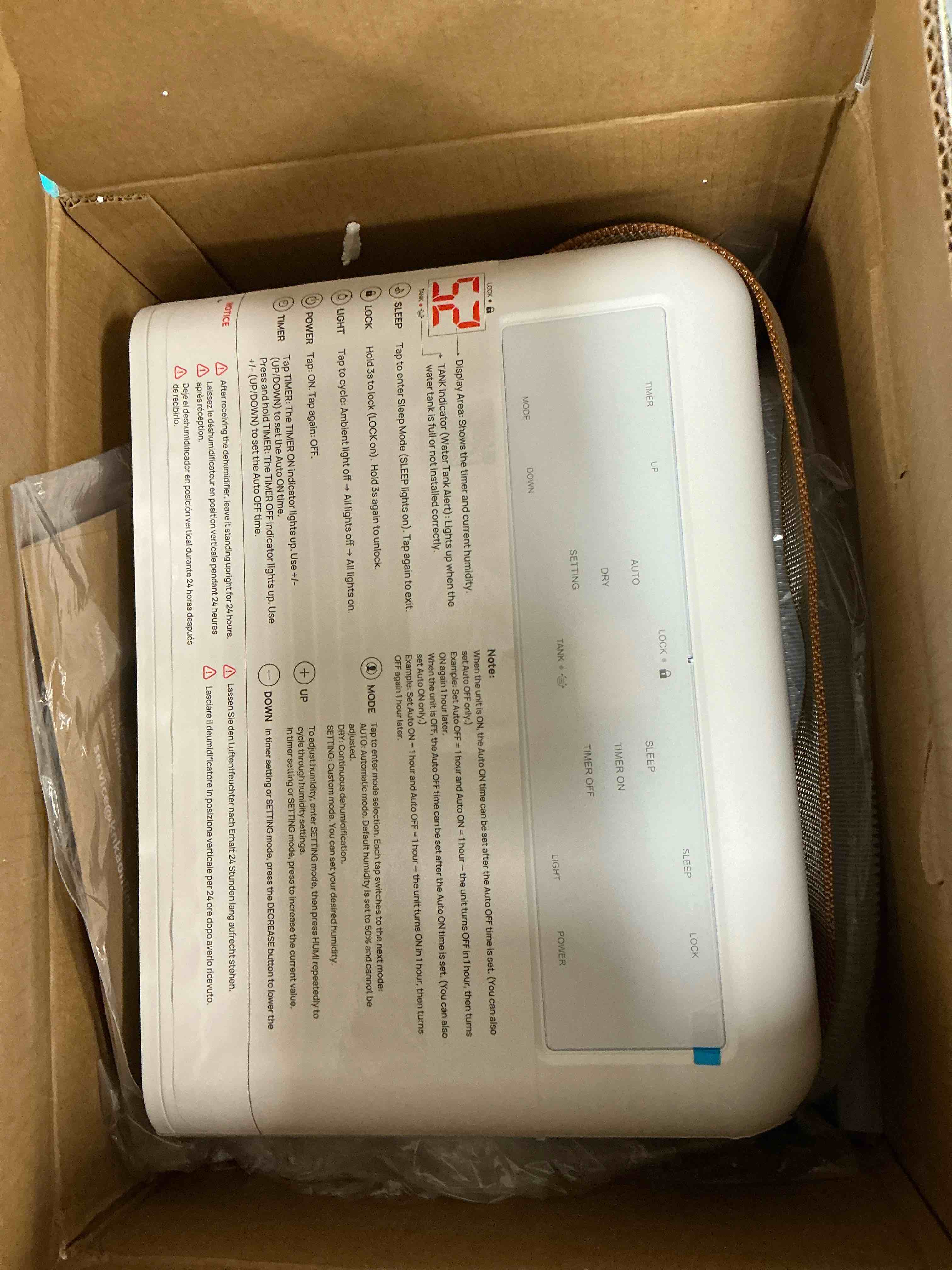 Condition photo showing New/Like New for dehumidifier for basements and large rooms, max 80 pints, up to 4500 sq.ft, dehumidifiers for home with drain hose, intelligent humidity control, dual timer(at 95°f, 90% rh)