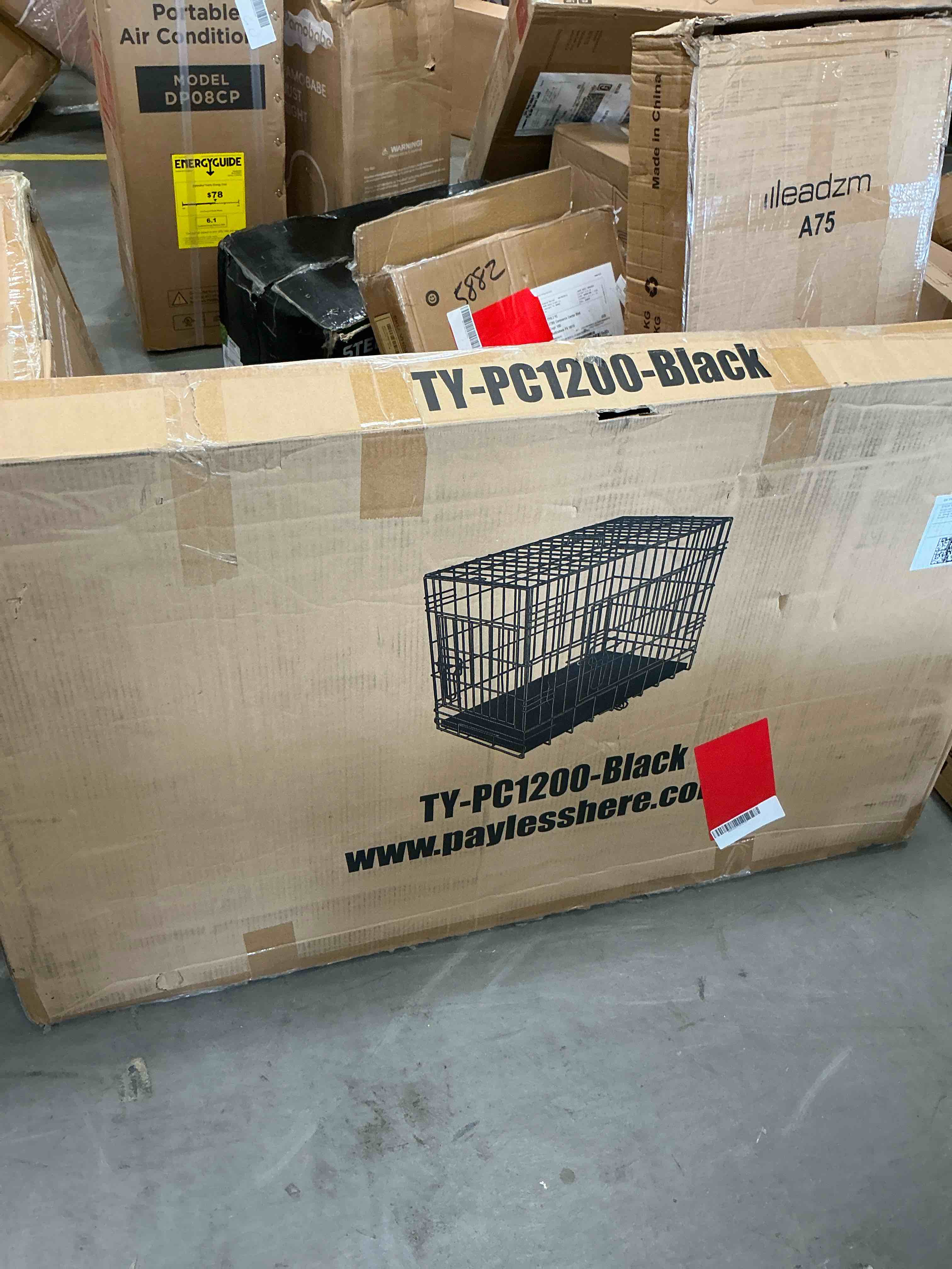 Condition photo showing Good Condition for bestpet 48 inch foldable metal dog crate for large dogs, double door, divider, removable tray(black)
