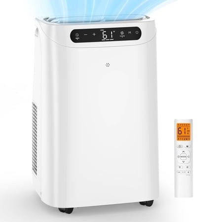 lcxmtv 12 000 btu portable air conditioner  3-in-1 ac unit with dehumidifier and fan  cools up to 500 sq. ft.  includes window kit  backlit remote and