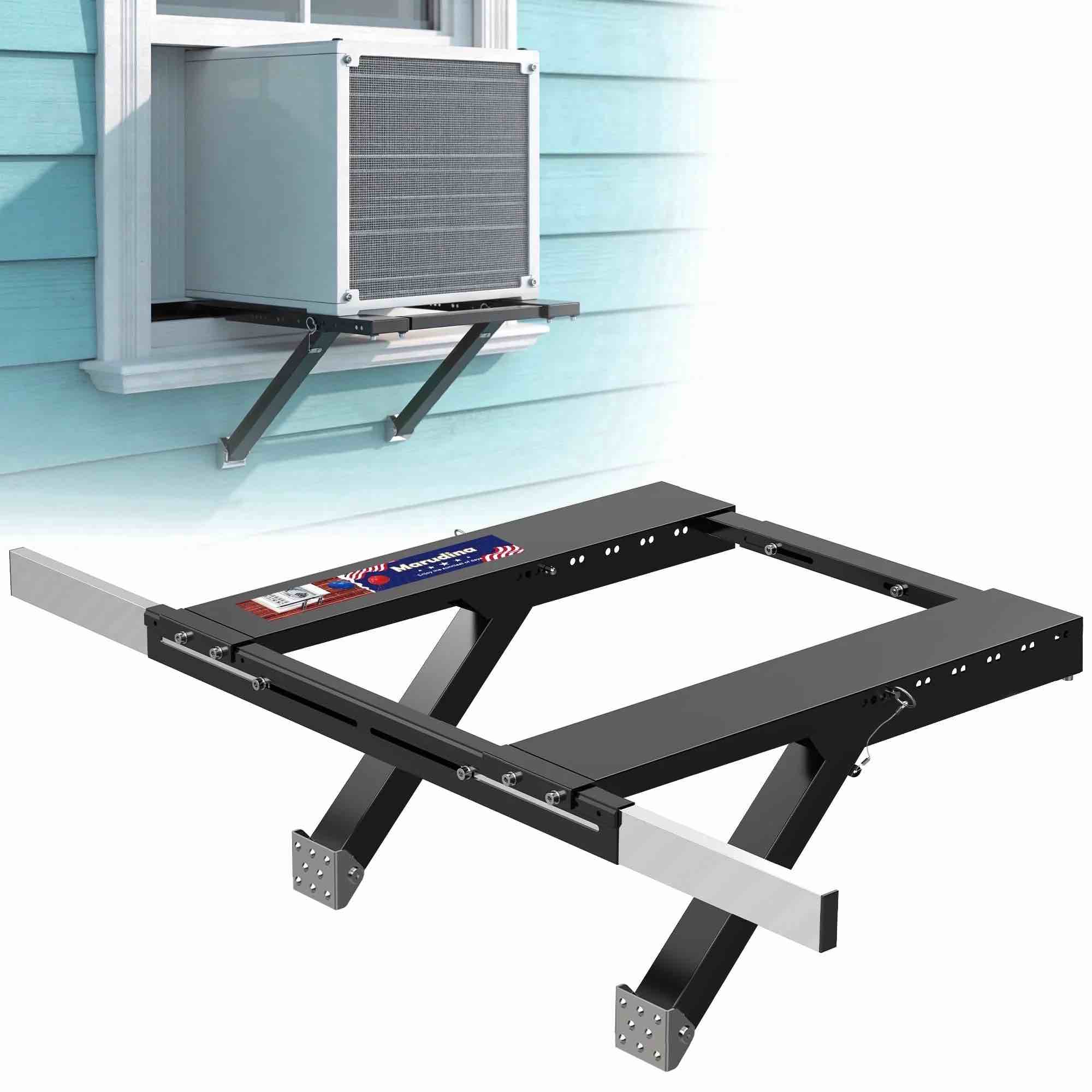 marudina no-drill window ac bracket,adjustable heavy-duty air conditioner support bracket up to 300lbs,fits single/double-hung windows,quick installation & removal,renter-friendly