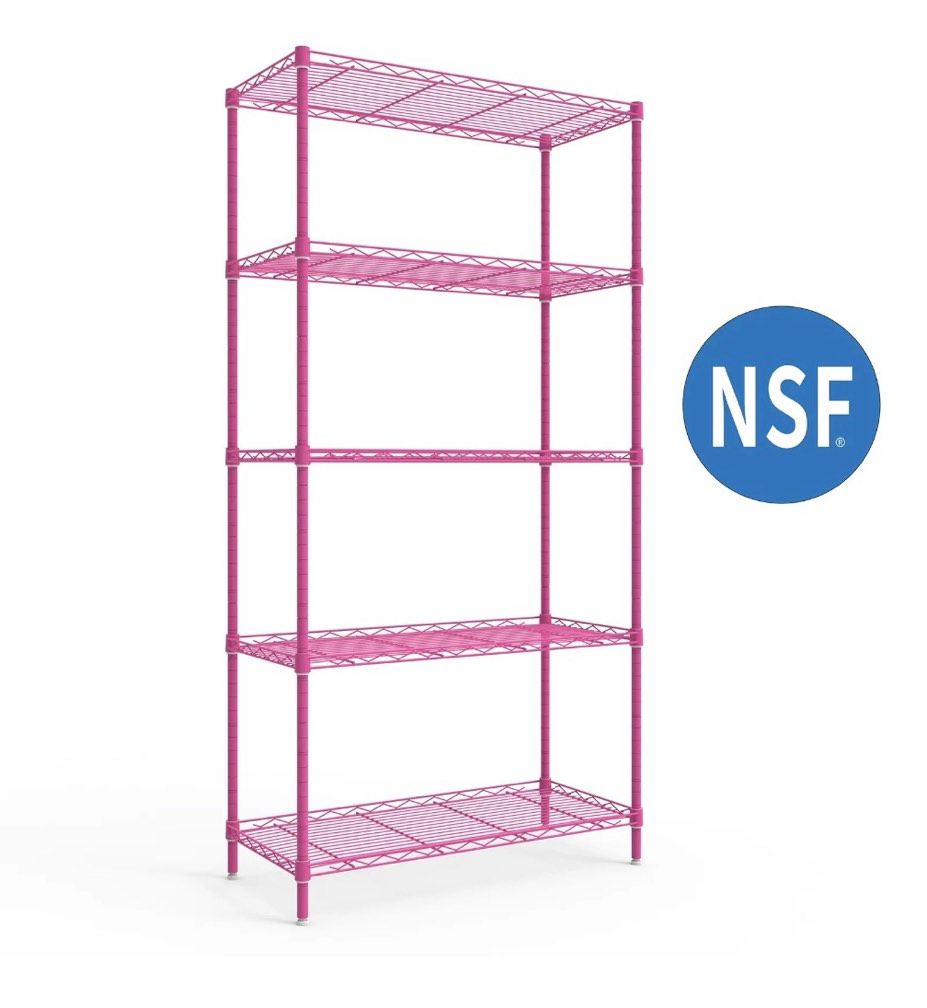 ktaxon 5-tier wire shelving unit, steel storage rack for garage office kitchen barbie pink, 30" w x 14" d x 60" h