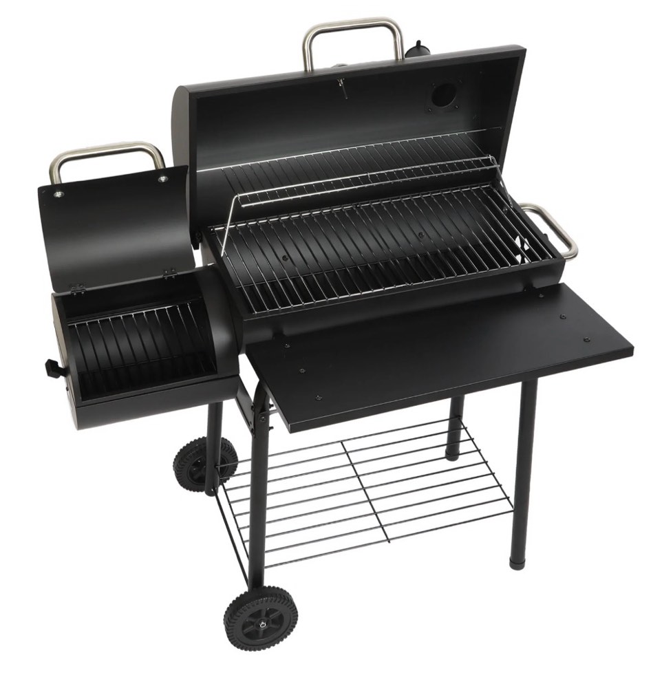 laraVist Charcoal Offset Smoker Grill, Dual-Zone BBQ with Thermometer & Wheels, Family-Size 512 sq.in