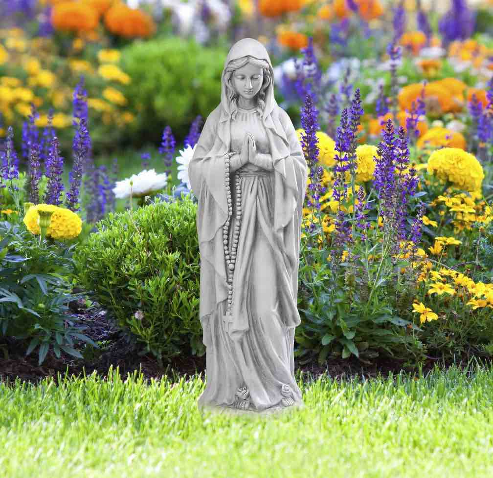 DEORAB Virgin Mary Praying Statue 29.9 Inch Tall Outdoor Garden Religious Decorations Statue Clearance for Home Yard Patio Lawn Hallway Decor Sculpture Magnesium Oxide Stone