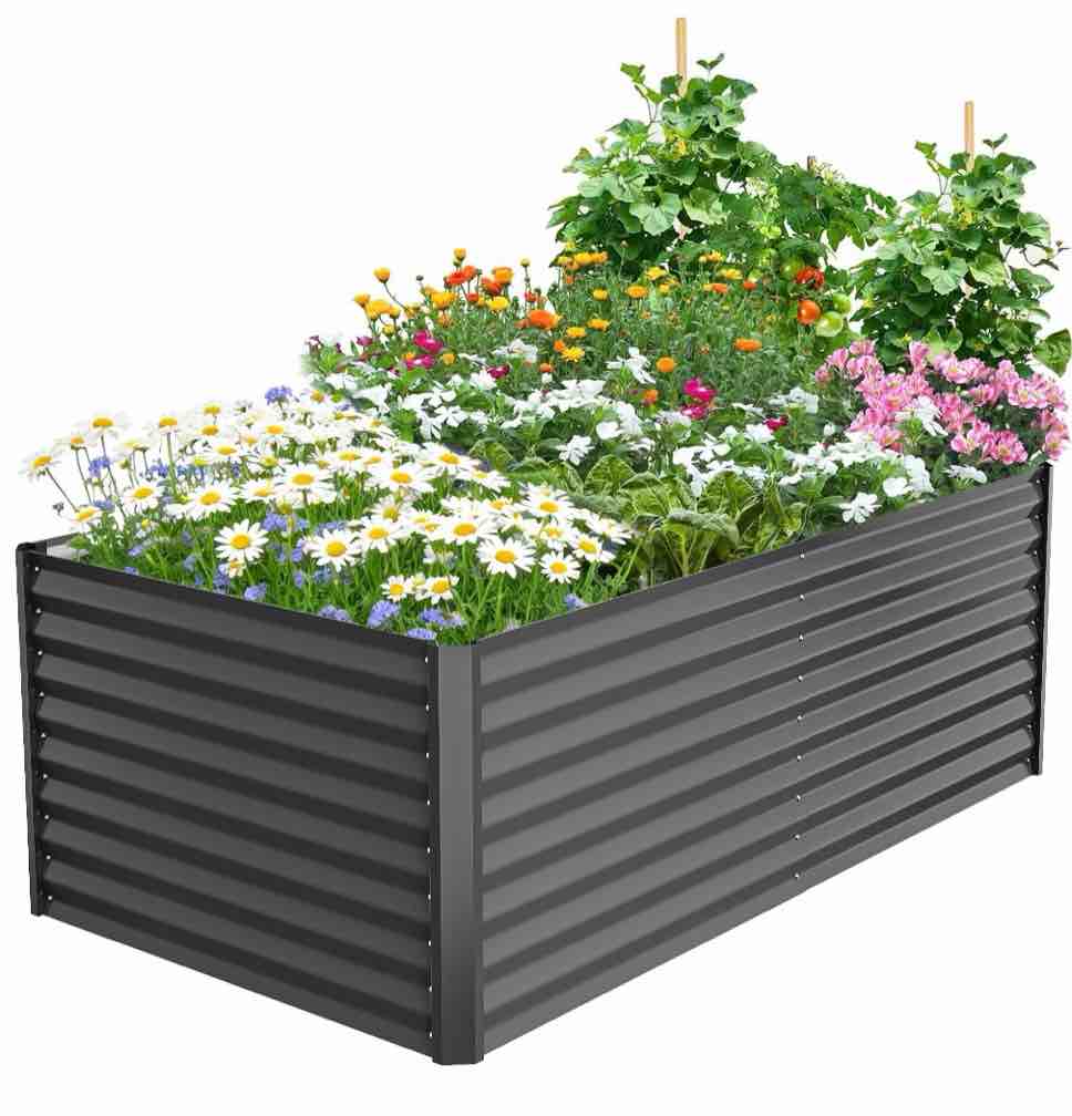 GVDV Raised Garden Bed 6x3x2ft Outdoor, Metal Raised Bed Kit for Backyard, Deep Root Planter Box for Gardening Vegetables, Fruits, Flowers, Rust-Proof, Easy Assembly