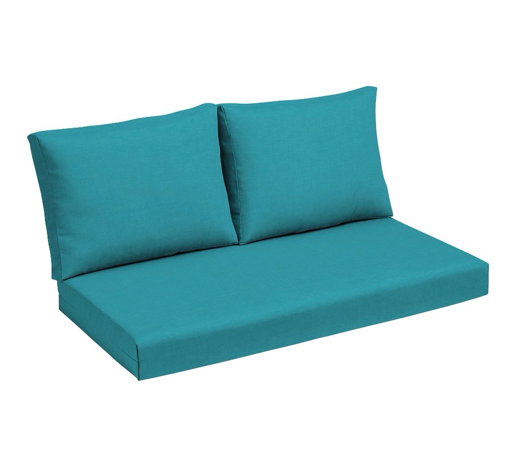 ARDEN Outdoor Loveseat Cushion Set, 48 x 24, Rain-Proof, Fade Resistant, Cushion Set for Couch, Bench, and Swing Lake Blue Leala