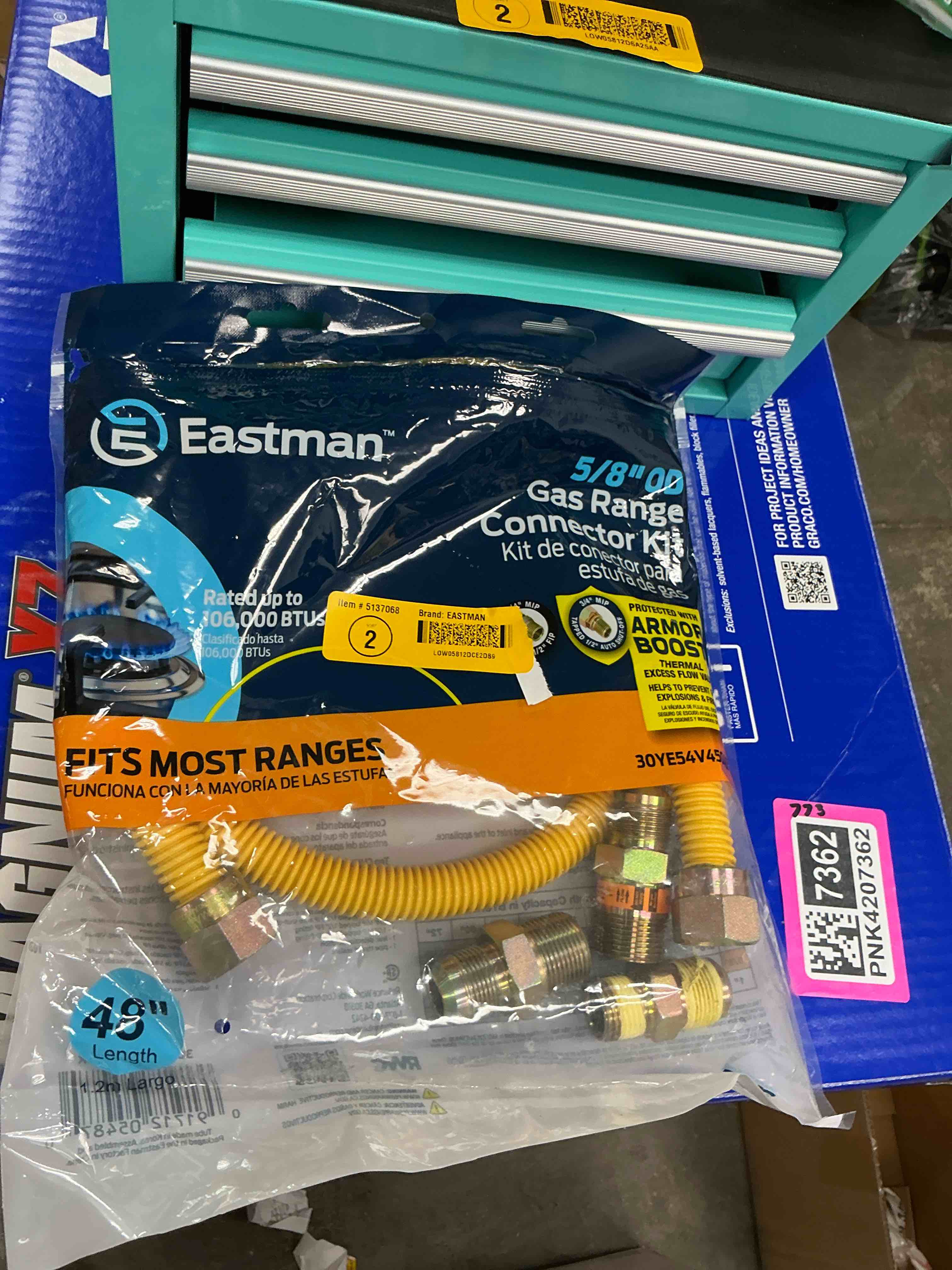 Condition photo showing Good Condition for eastman safety plus 1/2 in. fip x 1/2 in. d mip 48 in. stainless steel installation kit 5/8in od