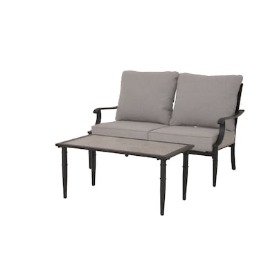 allen + roth thomas lake 2 -piece patio conversation set with light gray cushions