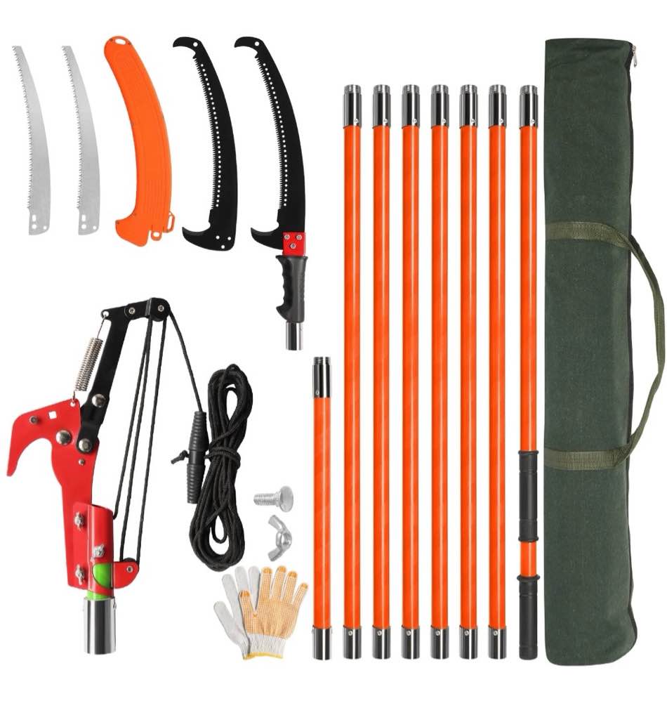 Zimtown 26ft Pole Saws for Tree Trimming 2 IN 1 Manual Pole Saw Extendable Tree Pruner,Orange
