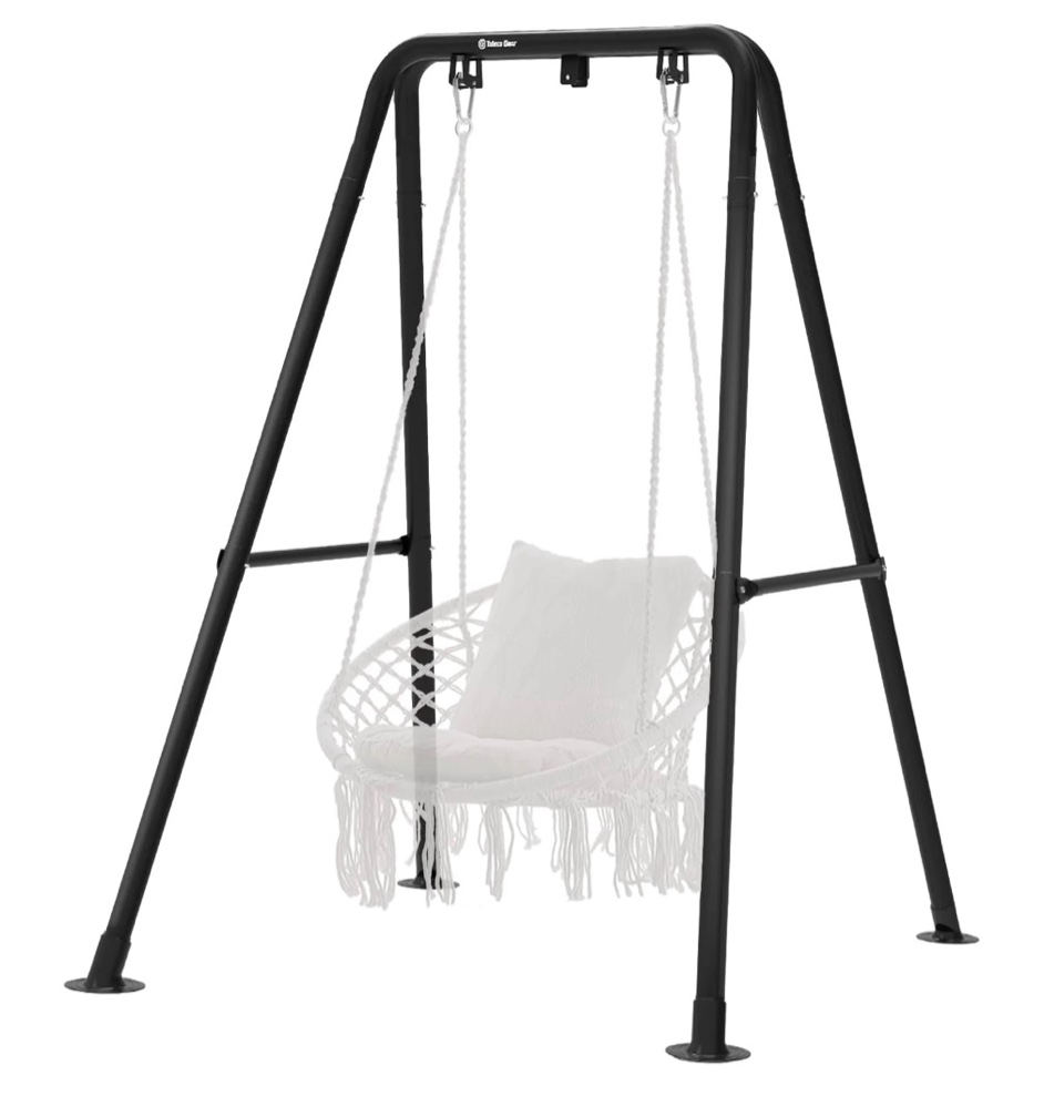 g taleco gear hammock chair stand  outdoor hammock stand for hanging swing chair  patio swing stand  heavy-duty steel  300lbs  black
