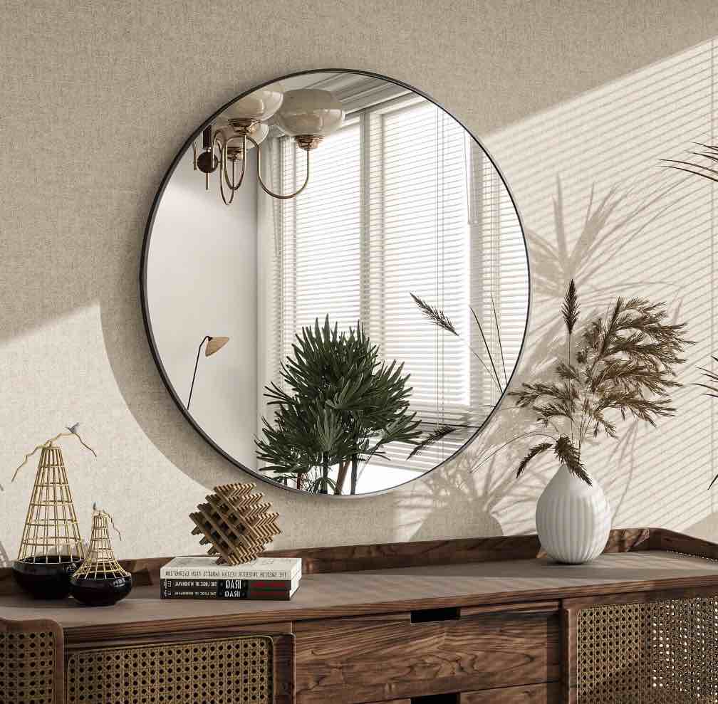 beautypeak 30  wall mirror bathroom mirror wall mounted round mirror  black