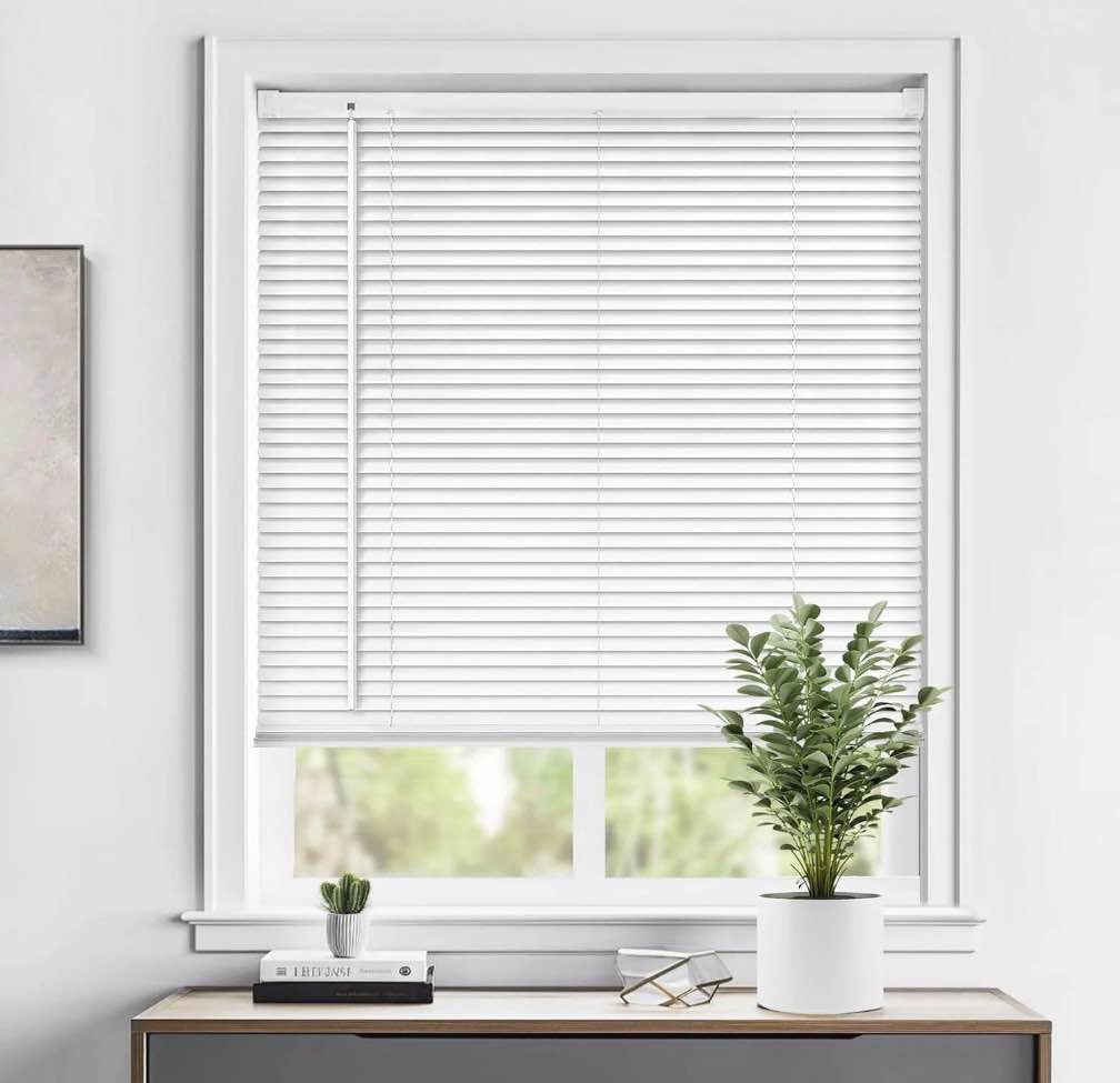 lazblinds cordless 1 vinyl horizontal mini blinds light filtering blinds for windows blinds and shades for windows size 31 w x 36 h white