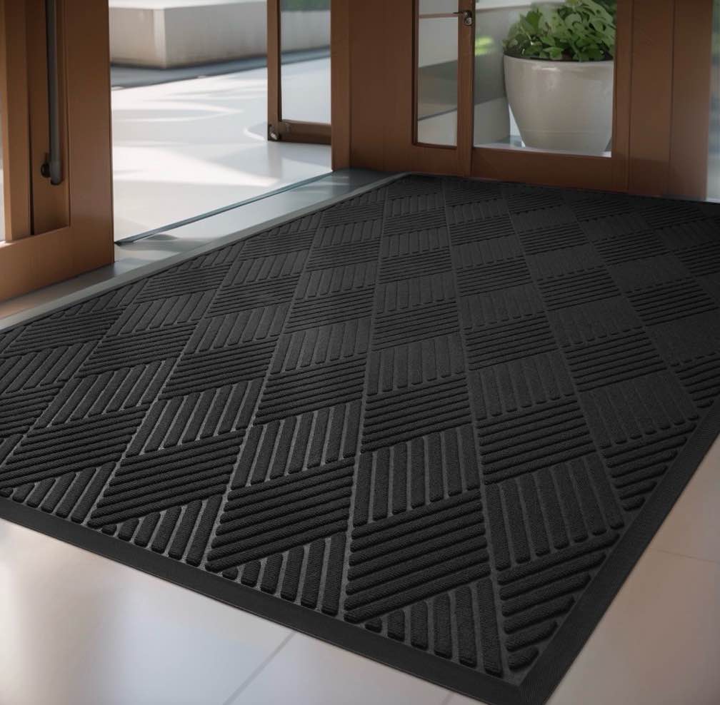 sixhome outdoor mat non slip doormat 35 x59 front door mat outside absorbent rubber welcome mat low profile dirt trapper indoor outdoor doormat thicken crosshatch entryway rug floor mat black