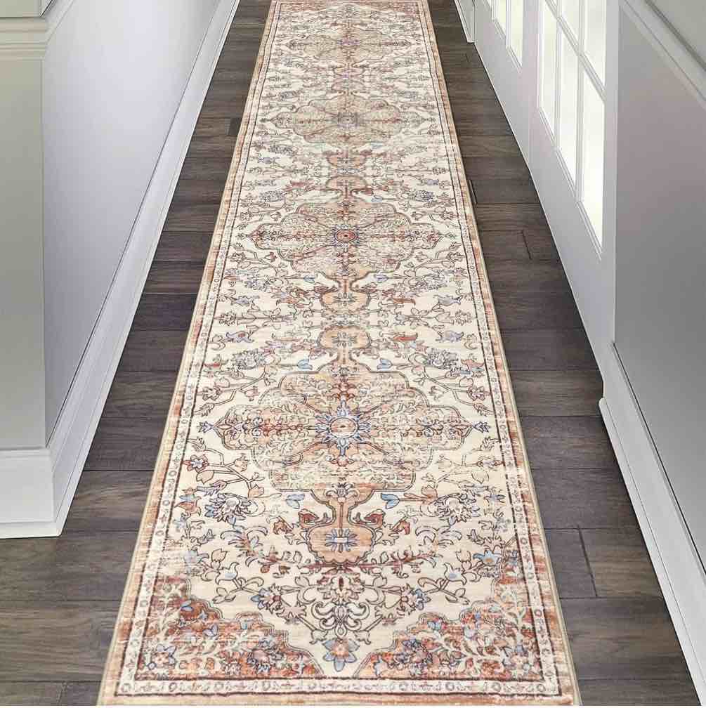 findosom 2'x10' vintage runner rug 0.4" distressed hallway rug non slip laundry runner rug decor rug washable runner rug kitchen floor mat entryway rug runner for laundry kitchen entryway, beige