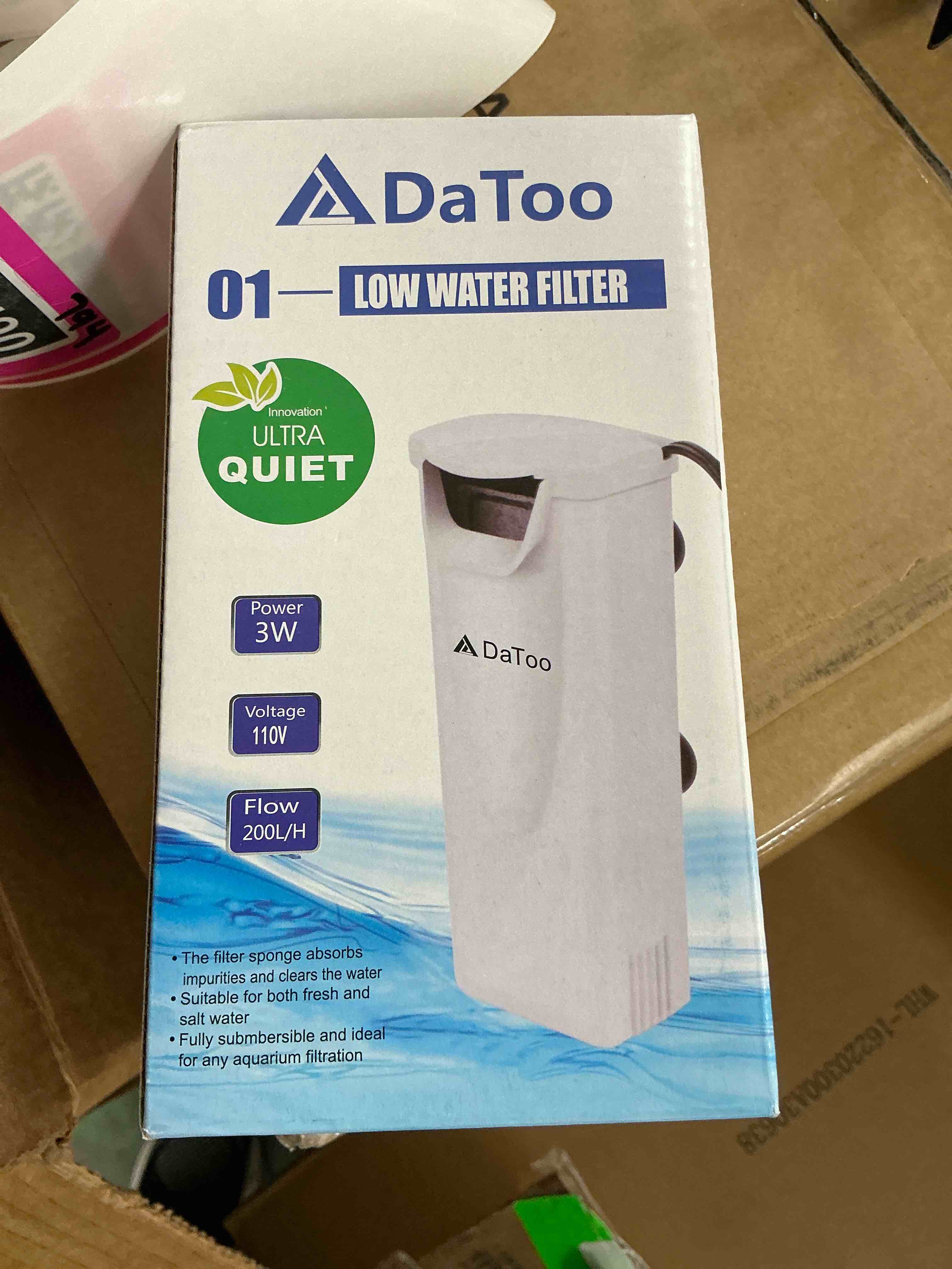 Condition photo showing New/Like New for datoo aquarium power filter in-tank ultra silent small fish tank filter 3w for aquarium 1 to 10 gallon tank 1 yr warranty