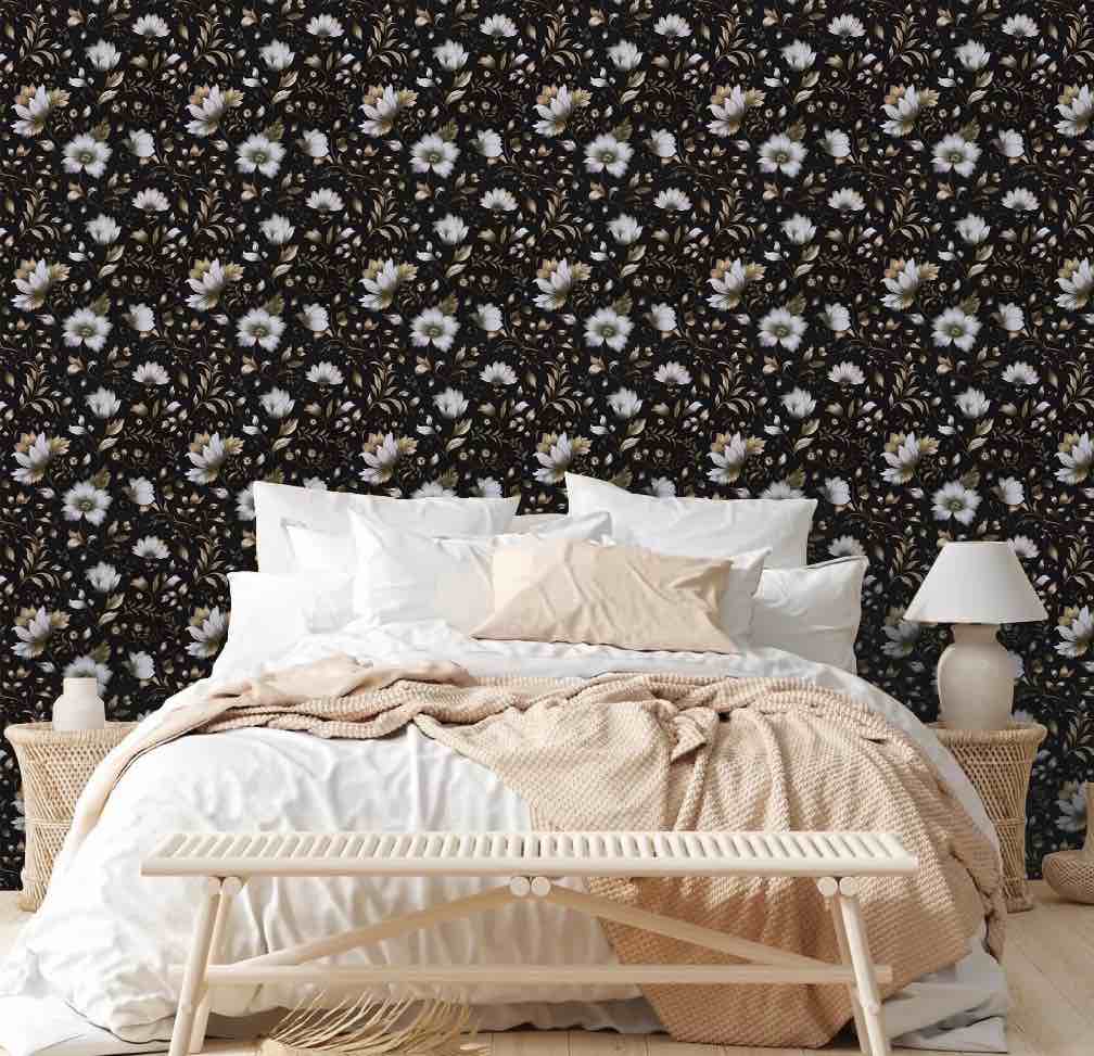 abyssaly black gold floral wallpaper peel and stick wallpaper self-adhesive removable contact paper for home decoration