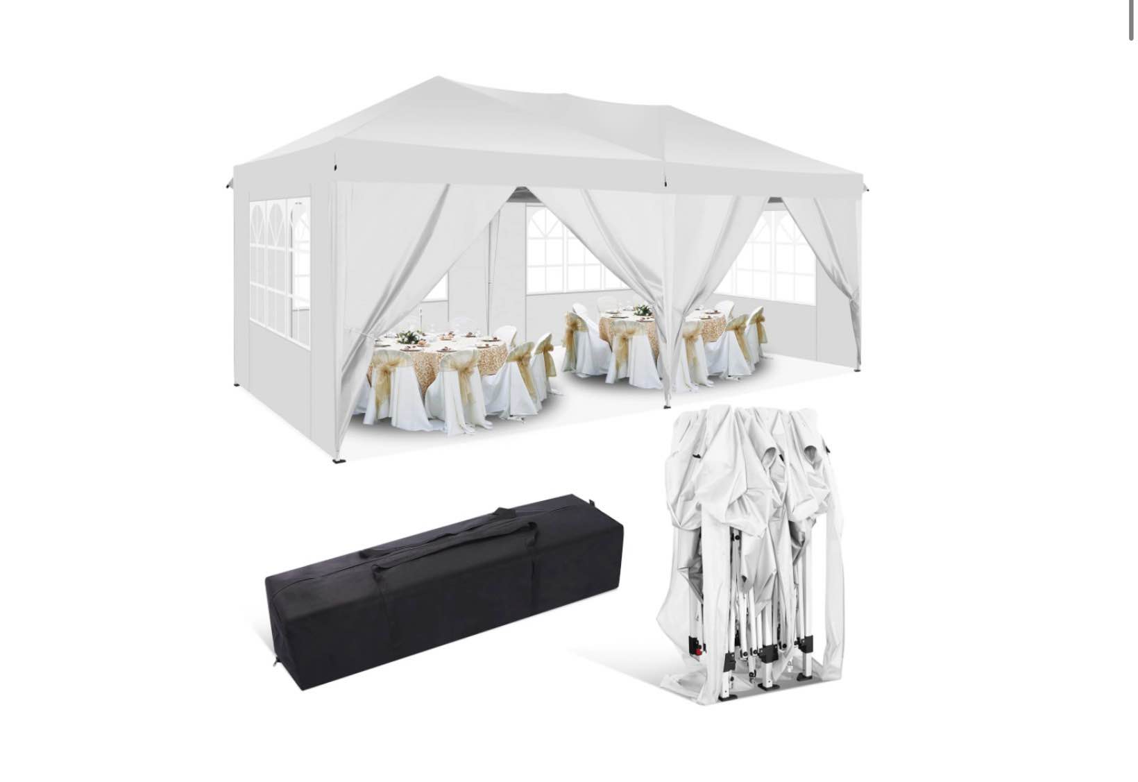 hoteel 10x20 pop up canopy tent protable canopy tent with 6 sidewalls waterproof commercial pop up tent for parties wedding camping courtyard with carry bag white