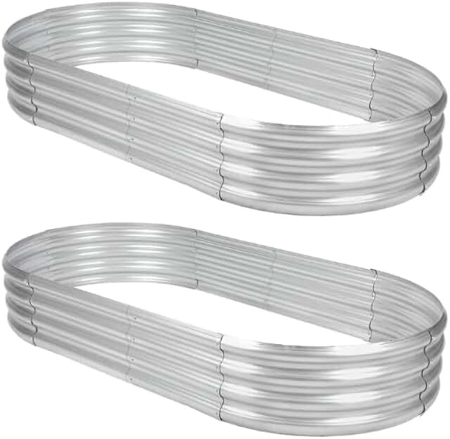 galvanized raised garden bed kit 2pack 8ft galvanized planter raised garden boxes outdoor oval metal raised garden beds