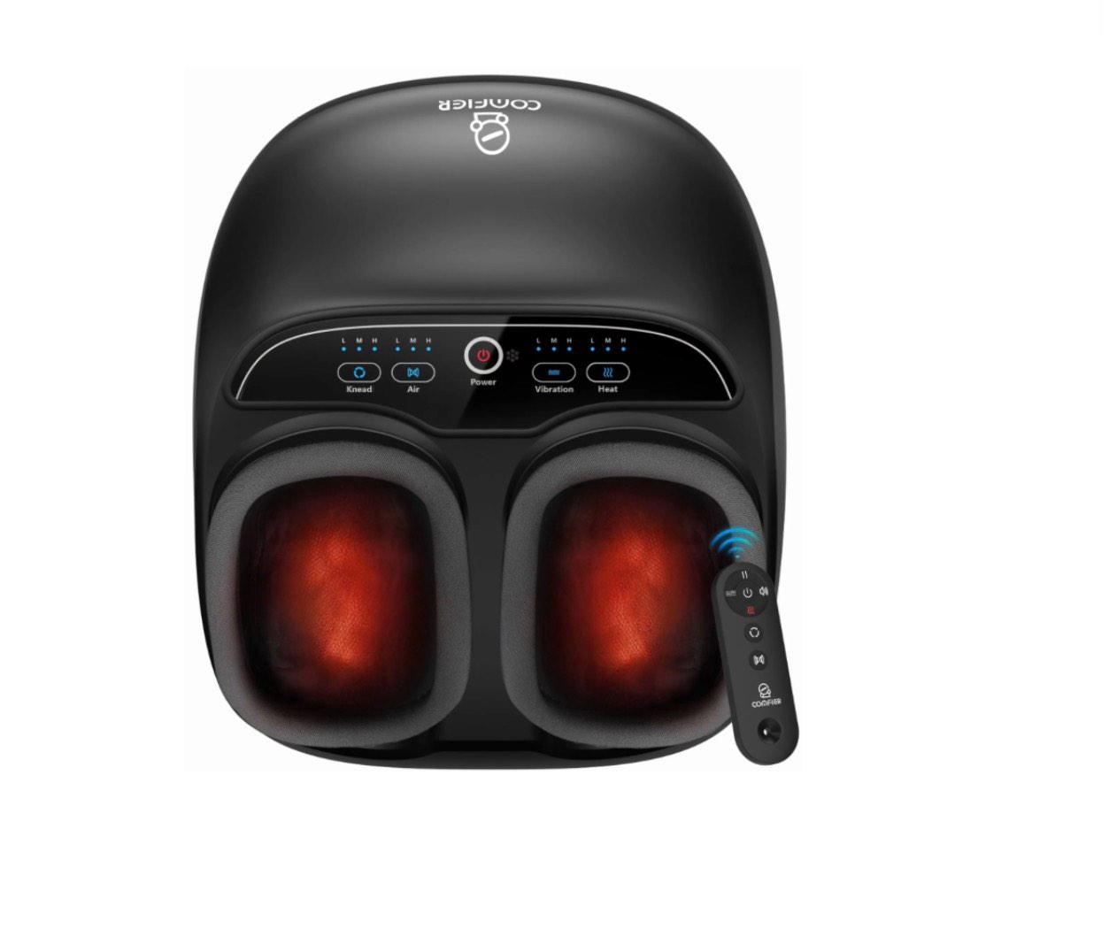 foot massager with heat  comfier shiatsu foot massage machine with remote for relax up to size 13  black  father s day gifts