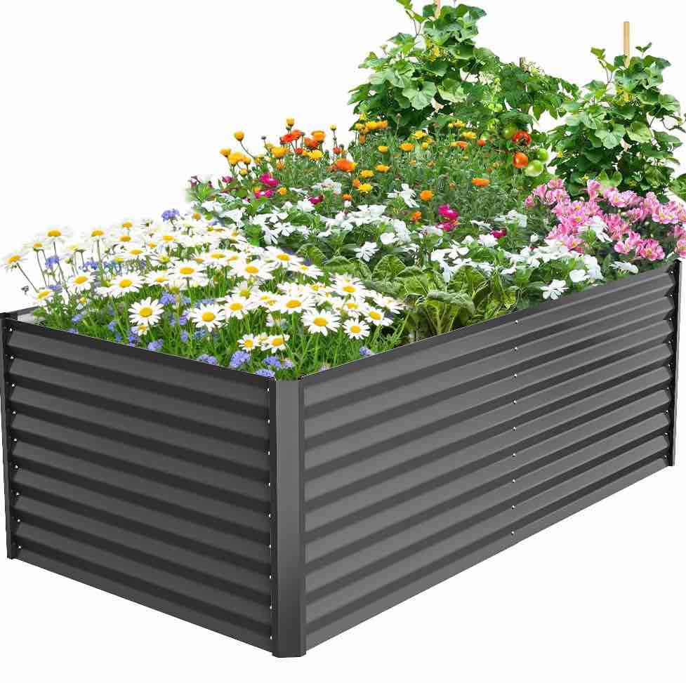 GVDV Raised Garden Bed 6x3x2ft Outdoor, Metal Raised Bed Kit for Backyard, Deep Root Planter Box for Gardening Vegetables, Fruits, Flowers, Rust-Proof, Easy Assembly