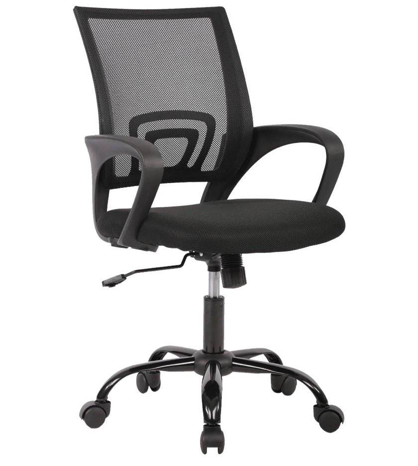 JONPONY Ergonomic Office Chair, Lumbar Support, Adjustable Height with Armrests for Adults,Black