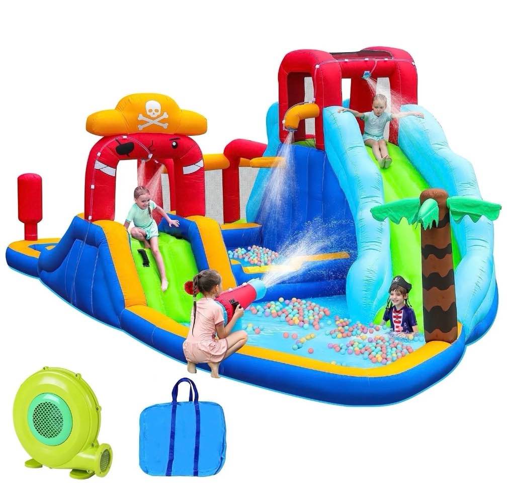 neche large 11-in-1 inflatable water slide bounce house 222 x135 x82 450w blower holds up to 5 kids 3-8 max weight 495lbs indoor & outdoor use