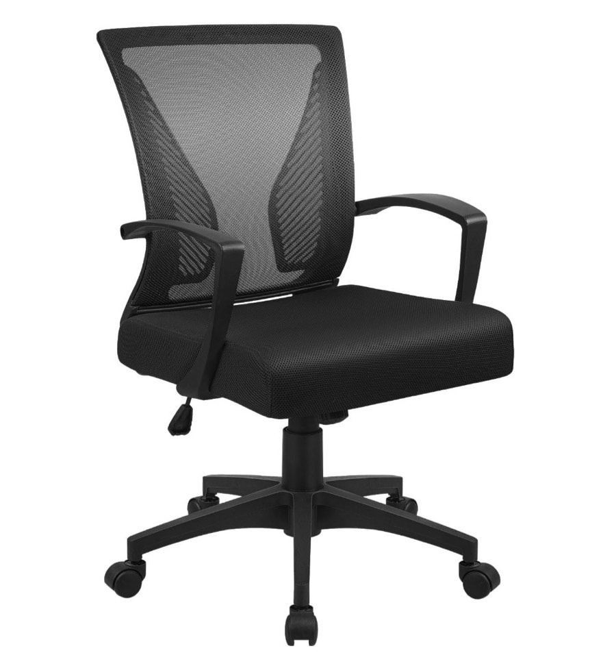 furmax office chair mid back swivel lumbar support desk chair height adjustable computer ergonomic mesh chair with armrest black